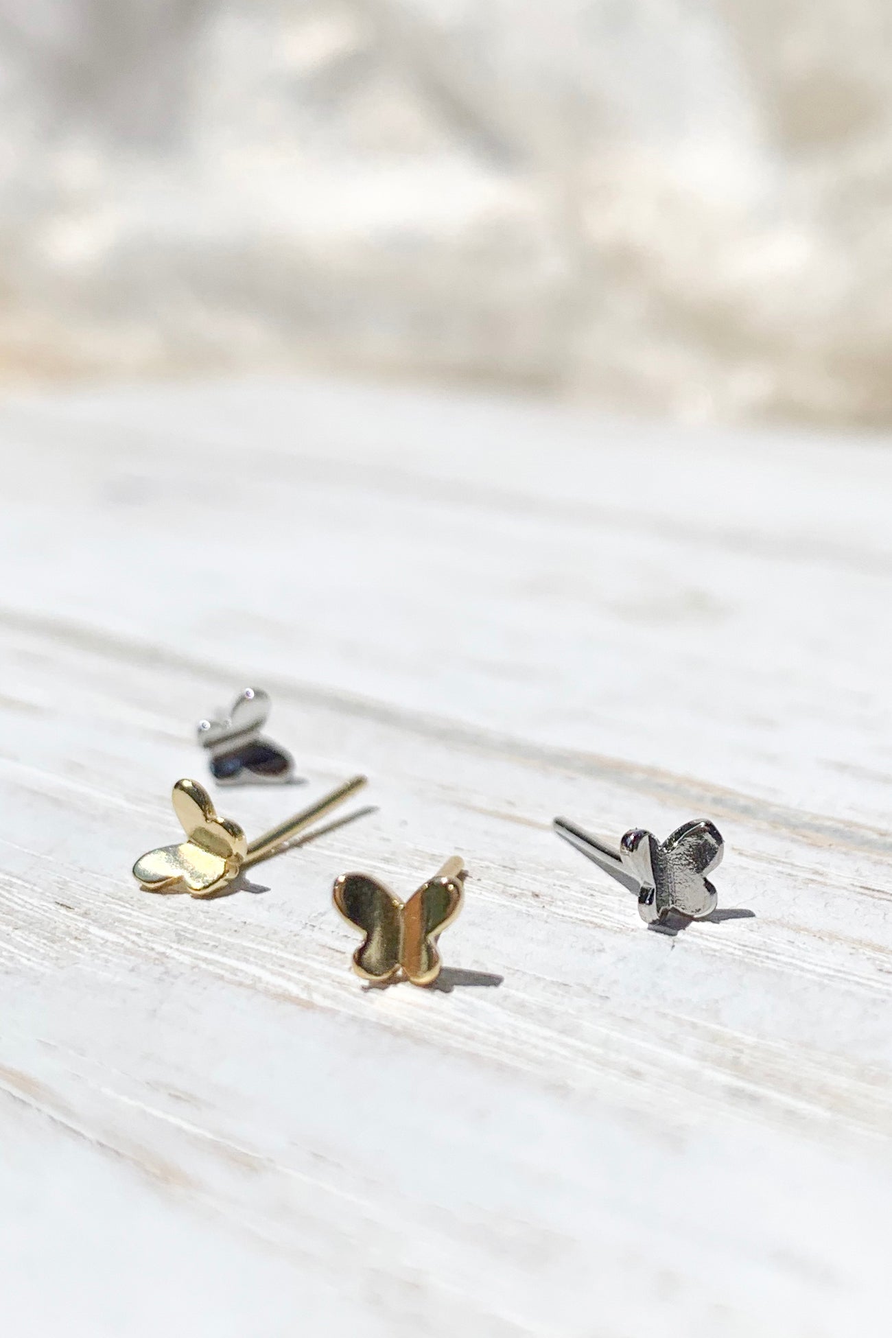 14K Gold Plated Silver Butterfly Tiny Earrings for Women - Dainty Stud Earrings for Bridal Party Gifts, Wedding, Anniversary & Everyday Wear