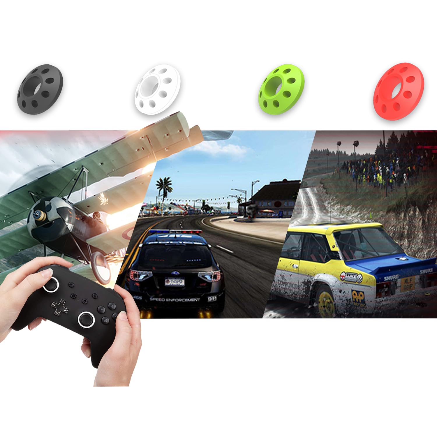 Precision Aim Assist Control Rings for PS4, PS5, Xbox Series X/S, Xbox One, Switch Pro & Razer Wolverine V2 - Soft Silicone Thumb Grips for Enhanced Gaming Performance - Perfect for FPS, Racing & Competitive Gaming