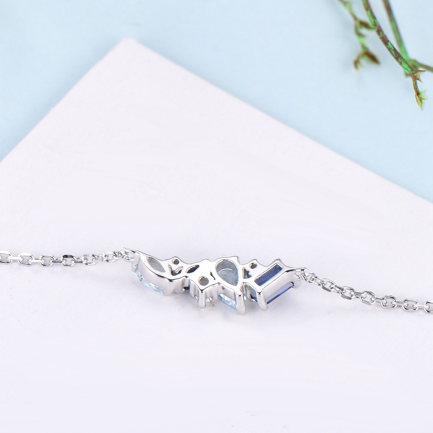 Elegant Pear Shaped Aquamarine Bracelet with Multi-Stone Baguette & Blue Sapphire - Silver & Gold Art Deco Jewelry for Women | Anniversary Gift, Wedding, Party & Special Occasion Accessory
