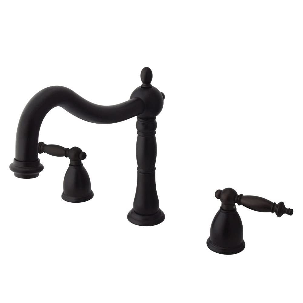 Kingston Brass KS1345TL Heritage Roman Tub Faucet - 8-Inch Adjustable Center Oil Rubbed Bronze Bathroom Fixture for Freestanding Tubs & Luxury Spa Retreats