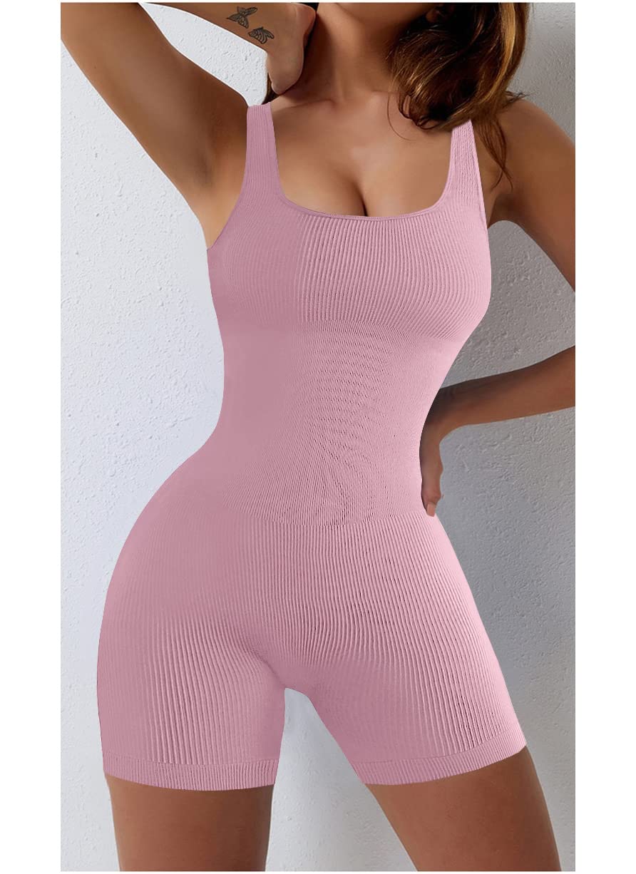 Sexy One Piece Jumpsuits for Women - Knitted Sleeveless Short Rompers, Seamless Gym Outfits for Workout, Yoga, and Summer Fashion