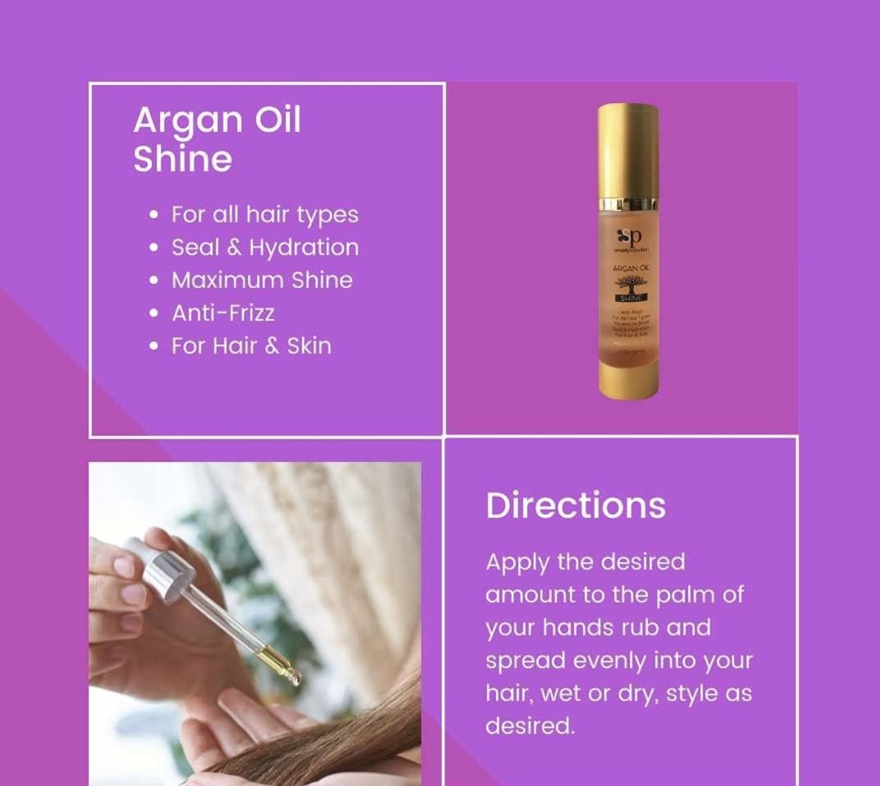 Smart Protection Argan Oil Shine - 1.7oz Pure Moroccan Hair Treatment for Dry, Damaged Hair - Adds Shine & Softness - Perfect for Daily Use, Styling & Salon-Quality Results at Home