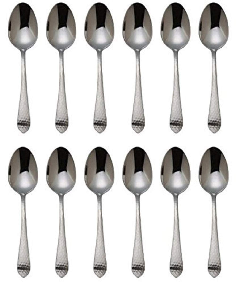 Reed & Barton Hammered Antique 18/10 Stainless Steel Teaspoons - Set of 12 Premium Silverware for Elegant Dining, Tea Parties & Wedding Gifts