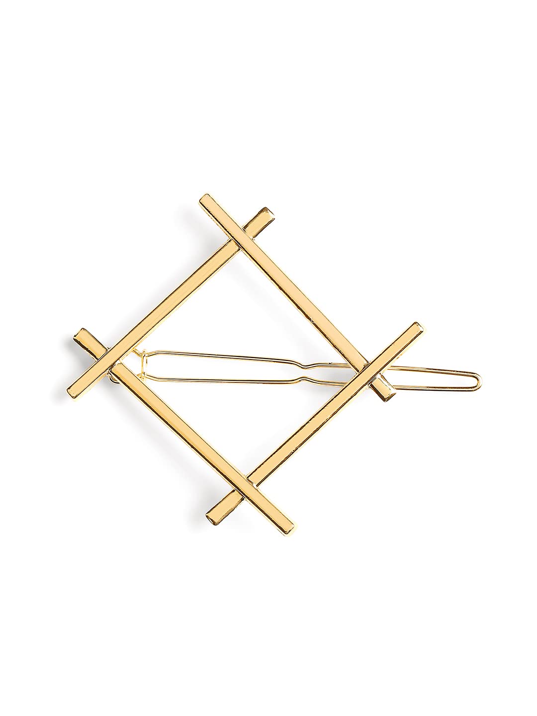 Stylish Gold Tone Square Geometric Hair Clip for Women & Girls - Hair Pin & Clamps for Parties, Weddings & Everyday Wear