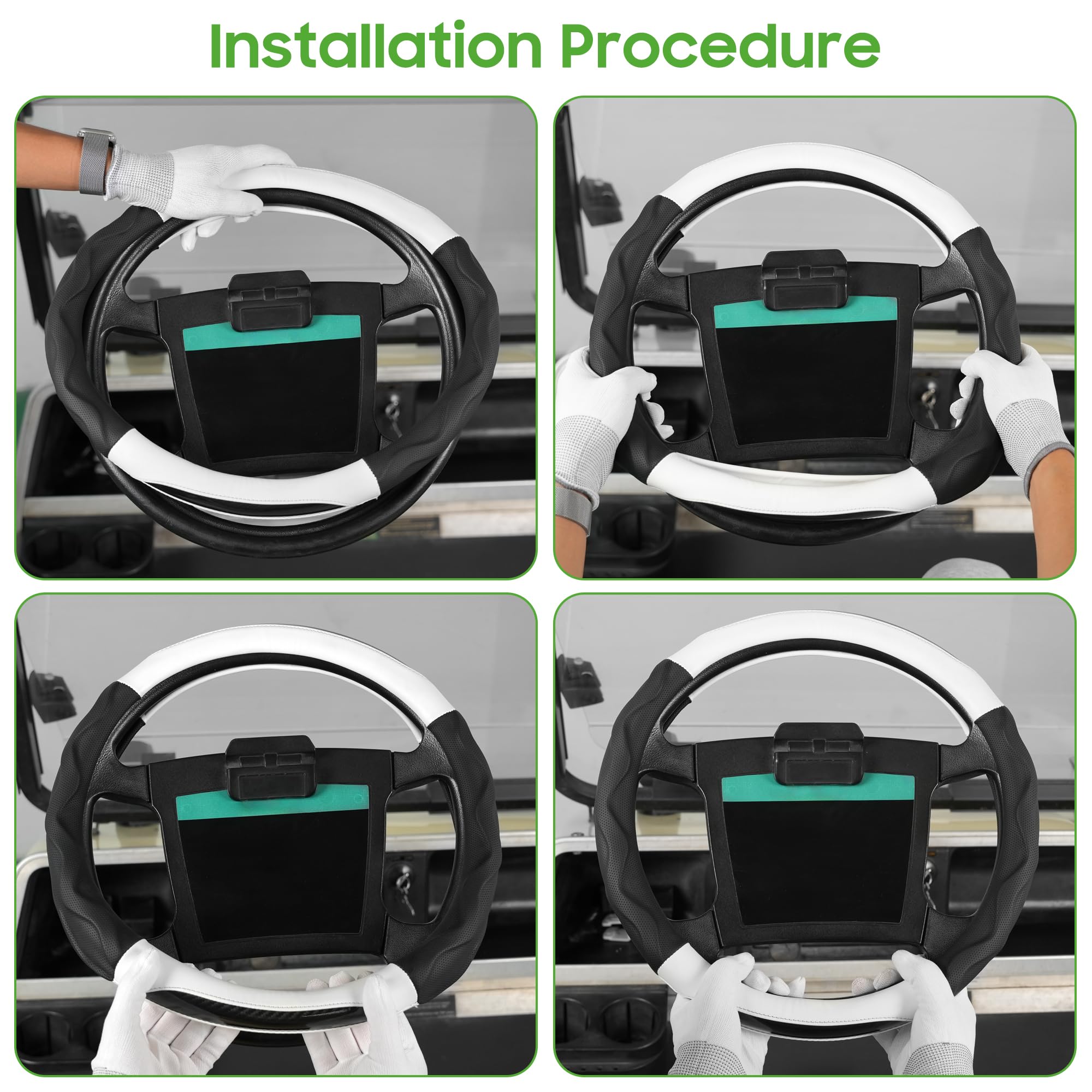 Upgraded 14 Inch Golf Cart Steering Wheel Cover - Anti-Slip Microfiber with PU Leather - Fits Yamaha, Club Car DS & Precedent - Perfect for Golf Carts, Utility Vehicles & Outdoor Adventures