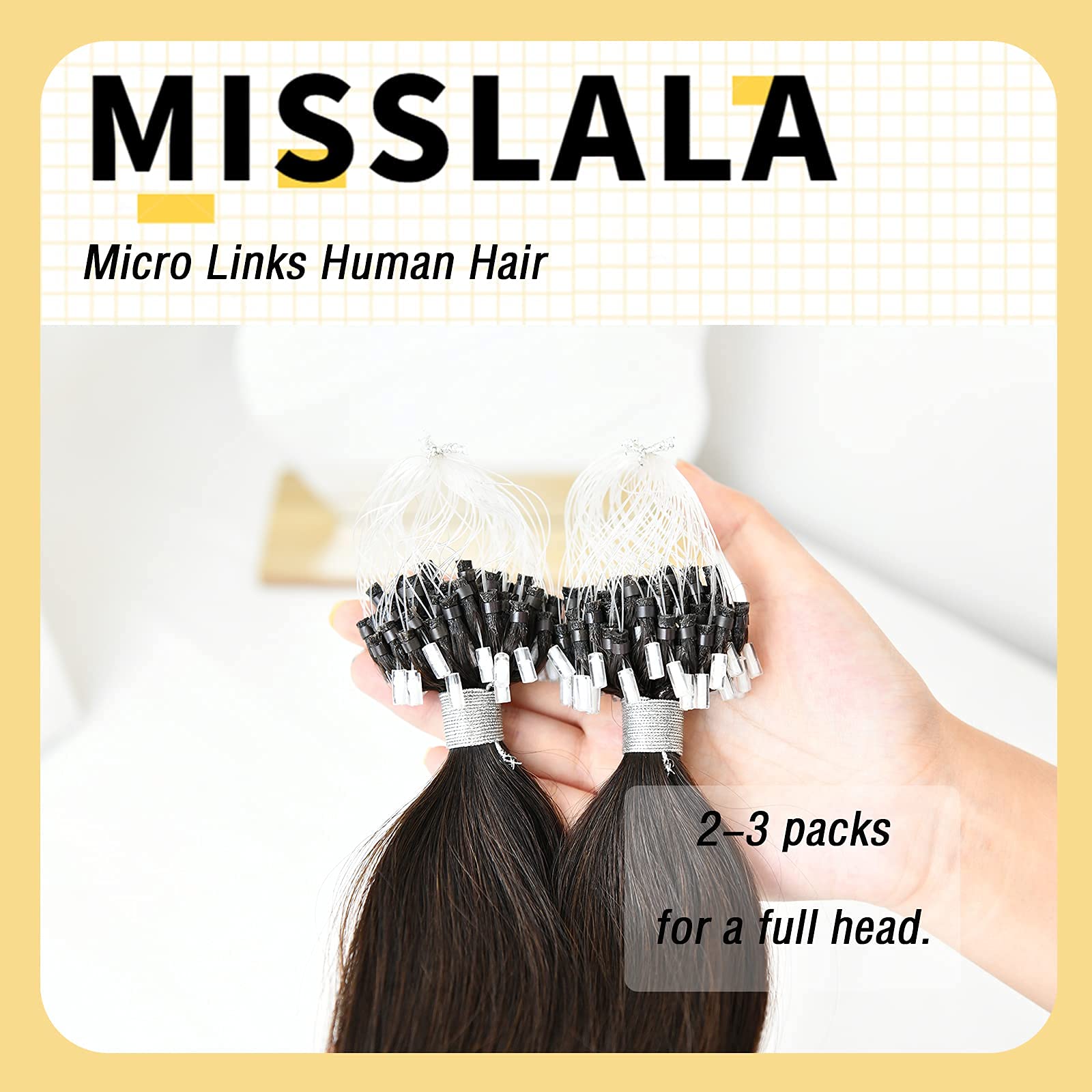 22 Inch 100% Human Hair Micro Loop Extensions - Remy Soft Straight Hair #2 Darkest Brown - 50 Strands (50g) | Perfect for Length & Volume, Styling, Parties & Everyday Wear