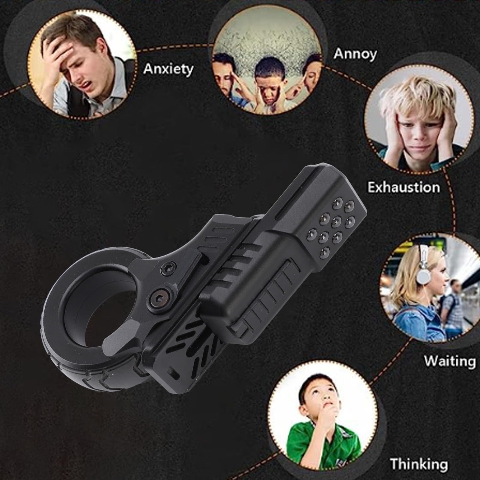 Stainless Steel Fidget Gun for Adults - Anxiety & Stress Relief Toy, Cool Easter Gift for Men & Women (Black) | Perfect for Office, Travel & ADHD Focus