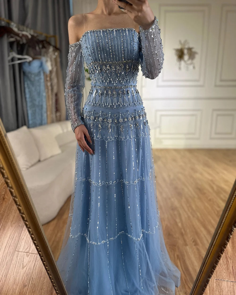 Serene Hill Dubai Arabic Sage Green Mermaid Luxury Evening Gown Beaded Party Dress for Women's Wedding 2025 LA72350 | Elegant Formal Gown for Prom, Red Carpet, Gala & Special Occasions