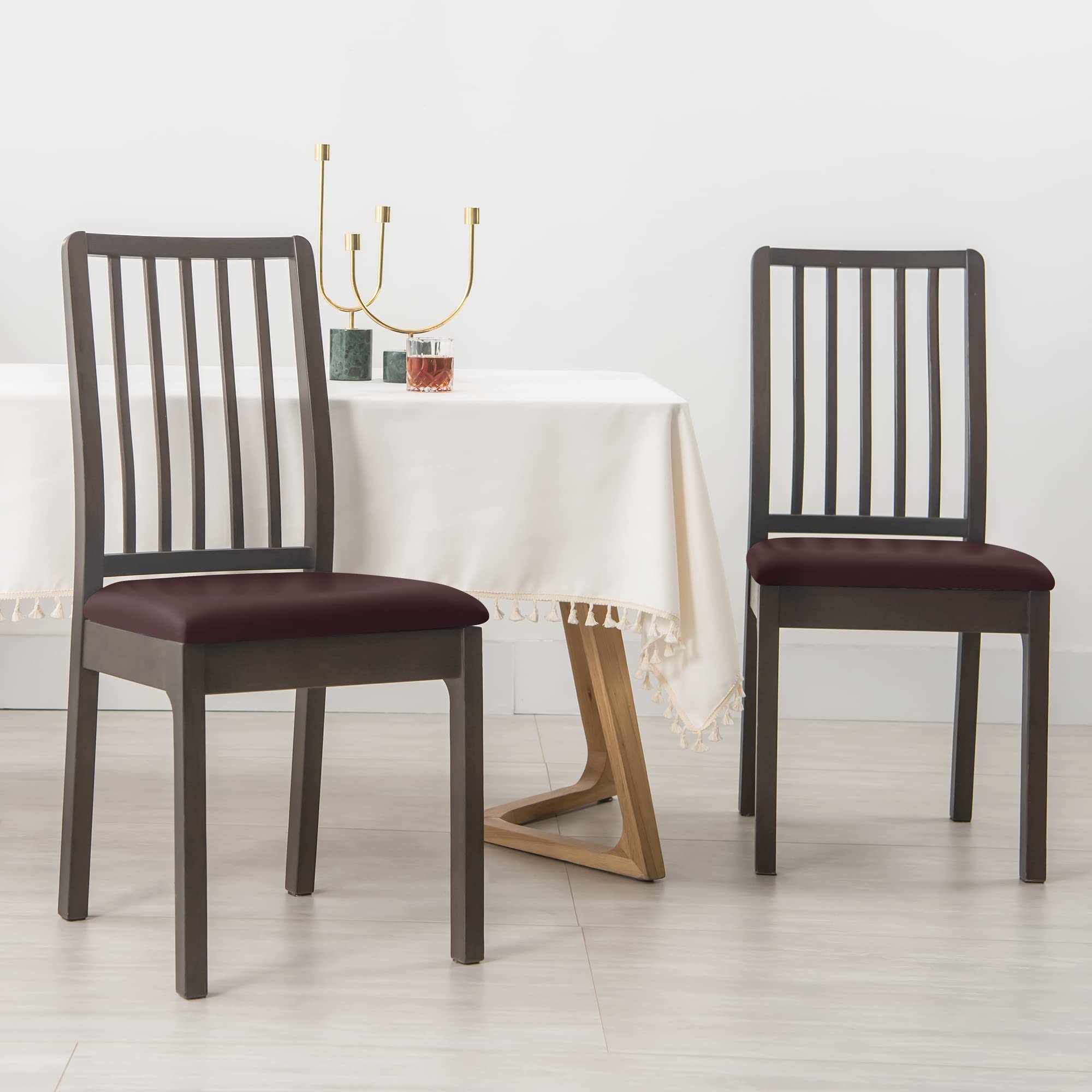 FORCHEER 4-Pack Waterproof PU Leather Dining Chair Covers - Washable, Removable Seat Slipcovers for Kitchen, Restaurant & Home Decor (PU-Coffee) - Perfect for Everyday Use, Parties & Pet Protection