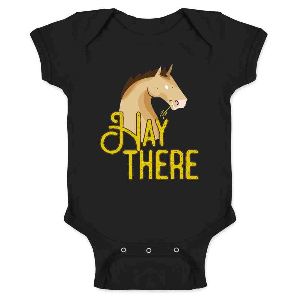 Pop Threads Hay There Horse Funny Graphic Pun Bodysuit for Baby Boys & Girls - Perfect for Playdates, Photo Shoots & Everyday Cuteness