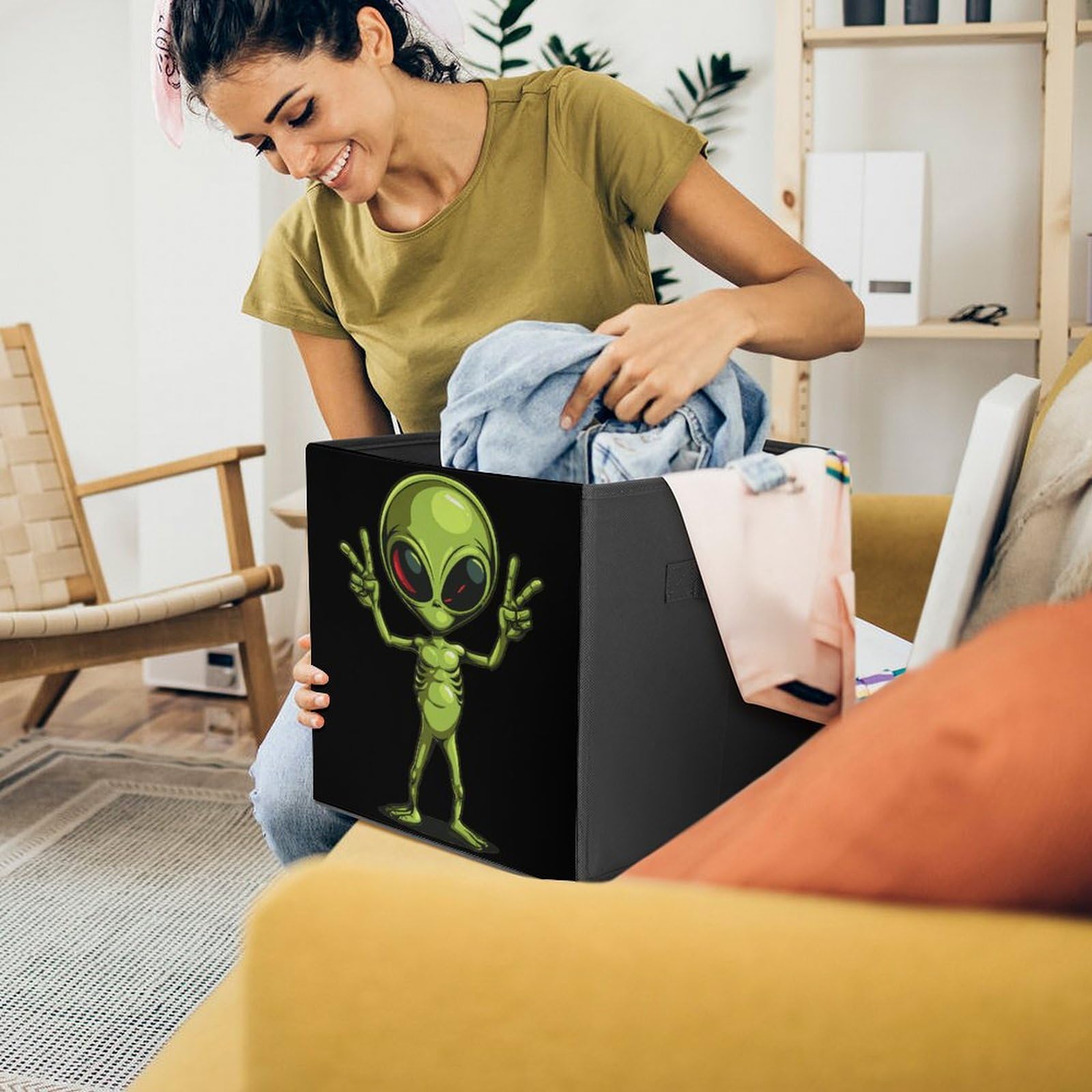 Alien Storage Cubes Organizer with Handles - for Home & Office Organization