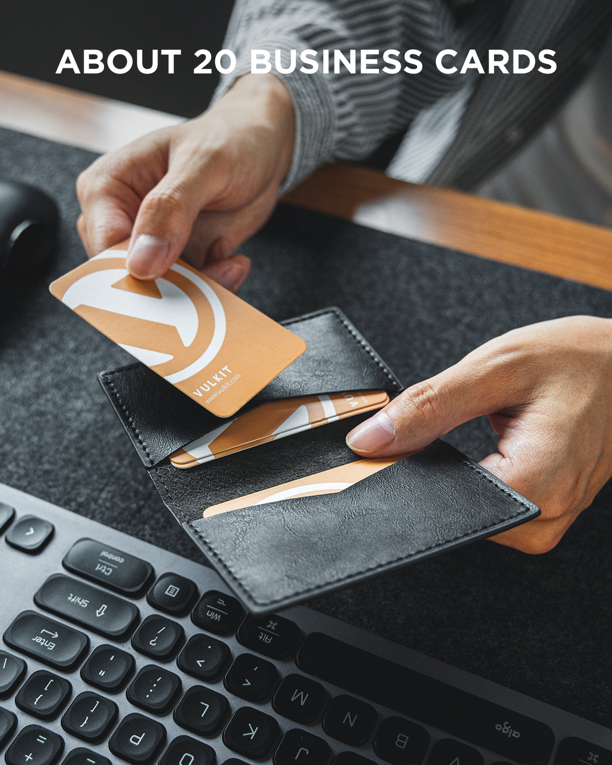 VBC100 Dual-Sided Slim Business Card Holder - Holds Up to 20 Credit Cards & ID Cards | Perfect for Professionals, Networking Events & Wallet Replacement