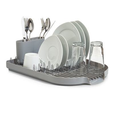 Stainless Steel & Plastic Dish Drainer Rack - Space Saving Kitchen Countertop Organizer for Drying Dishes, Cups & Utensils - Perfect for Small Apartments & RVs