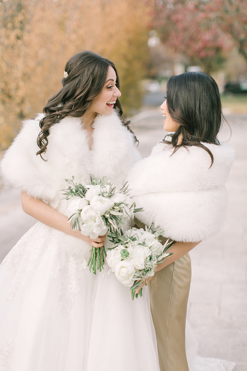 Ivory White Fur Wrap Scarf - Soft & Luxurious Winter Shawl for Women (Penelope Wht01) | Perfect for Weddings, Parties & Cold Weather Fashion