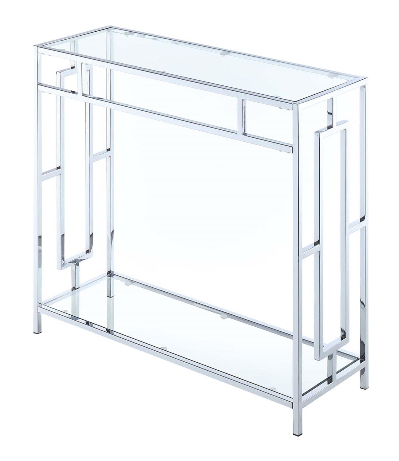 Modern Chrome Glass Hall Table 31.5