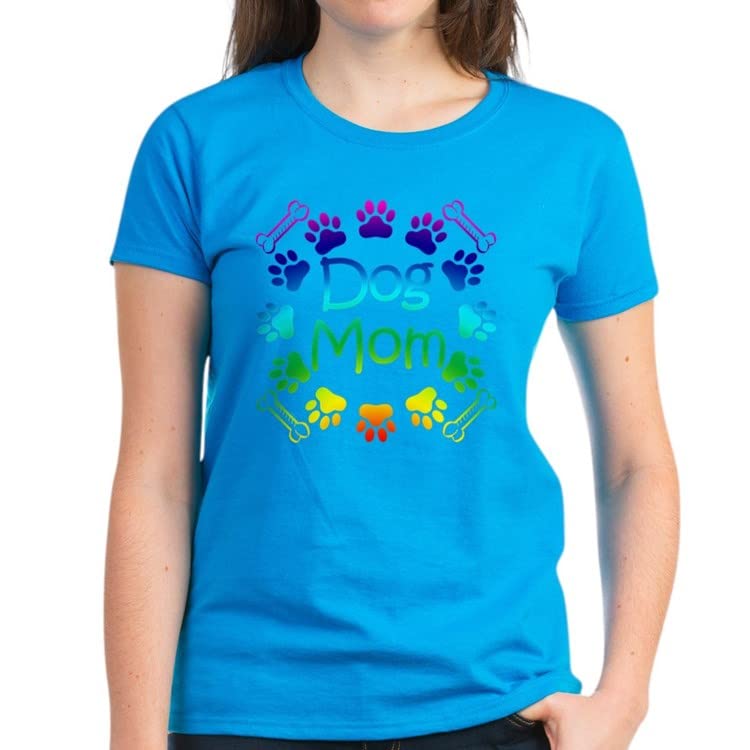 Dog Mom Women's Dark Cotton T-Shirt - Comfortable Casual Tee for Dog Lovers - Perfect for Daily Wear, Dog Park Visits & Pet Owner Gifts