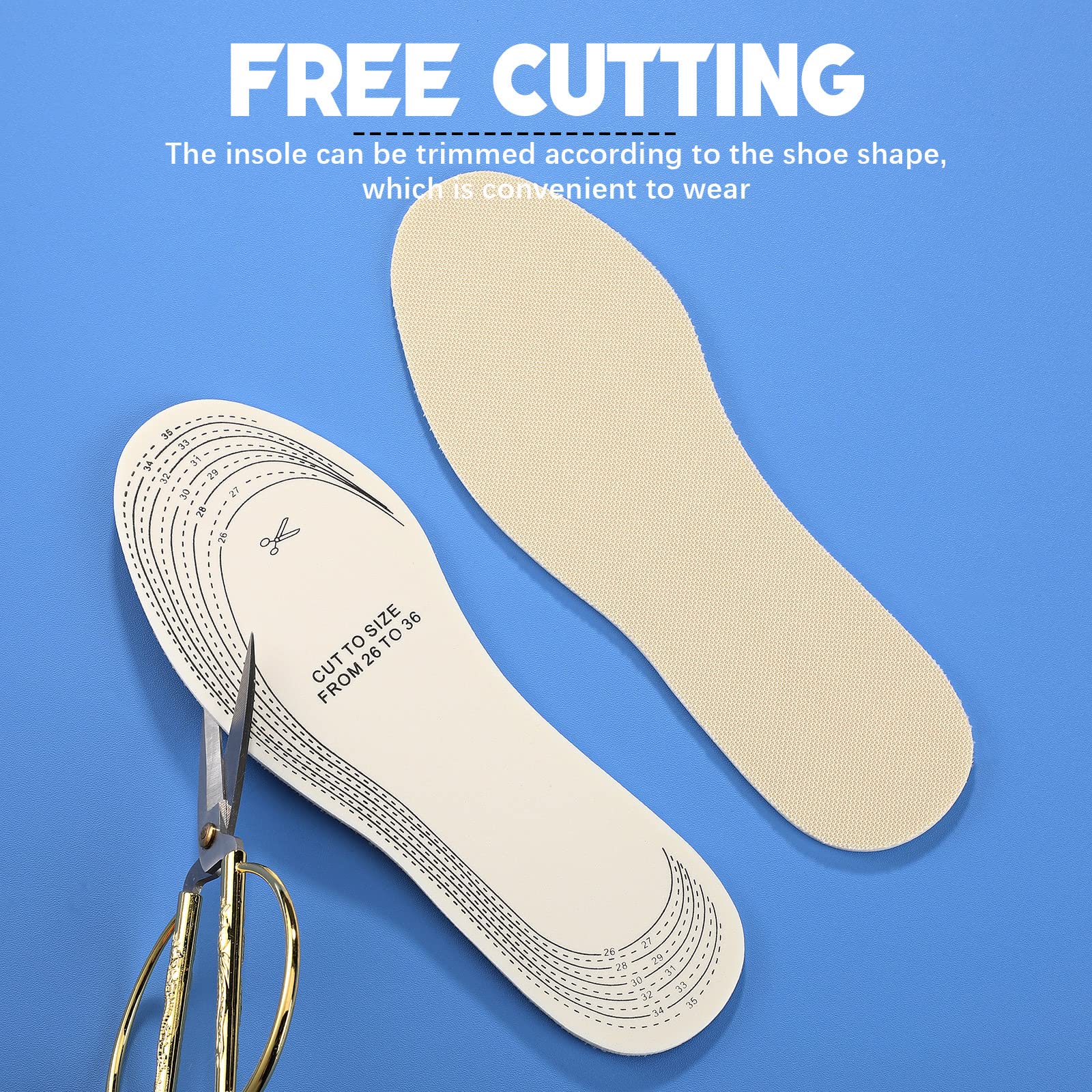 **Eurzom 2 Pairs Kids Memory Foam Shoe Insoles - Breathable Washable Latex Inserts for Toddlers & Women, Soft Comfort for Spring & Summer (Beige) - Perfect for School, Sports & Daily Wear**