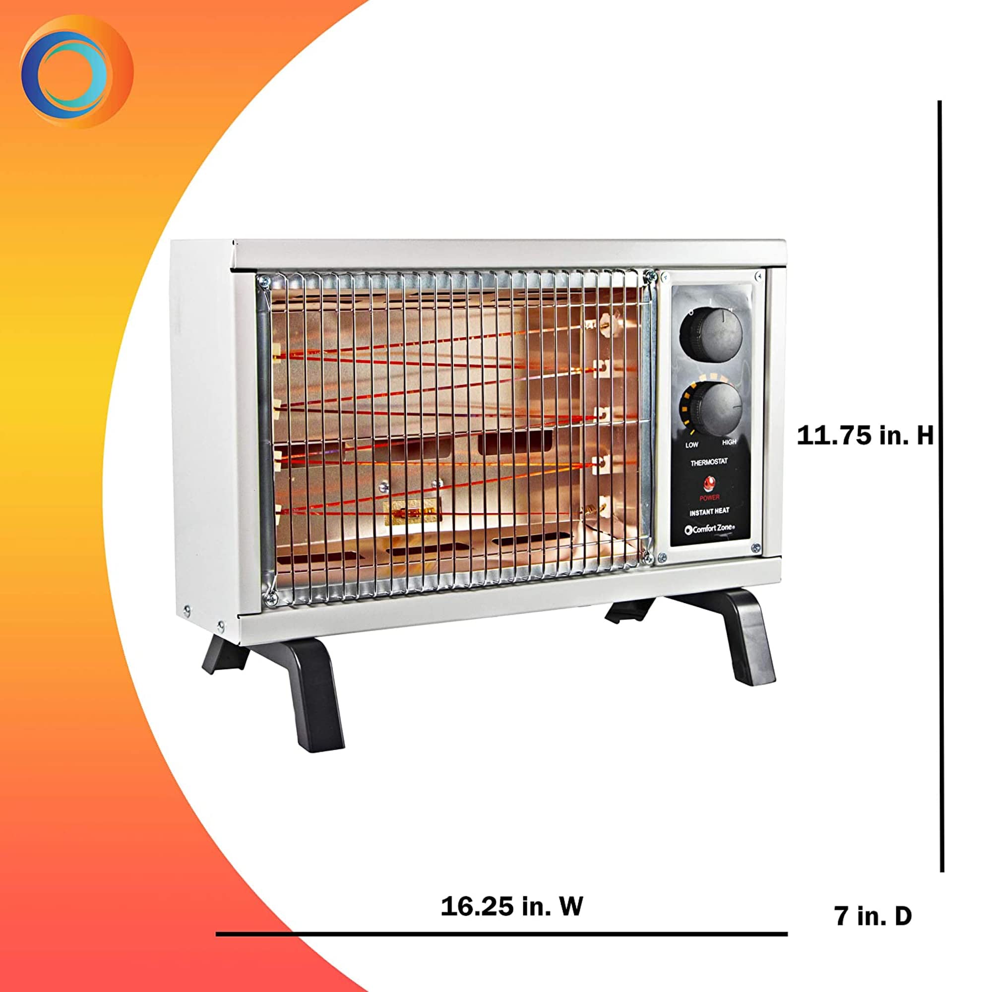 1500W Portable Electric Space Heater with Adjustable Thermostat - Indoor Radiant Heater for Home, Office & Patio - Covers Up to 1000 Sq.Ft (White) - Perfect for Winter Warmth & Energy-Efficient Heating
