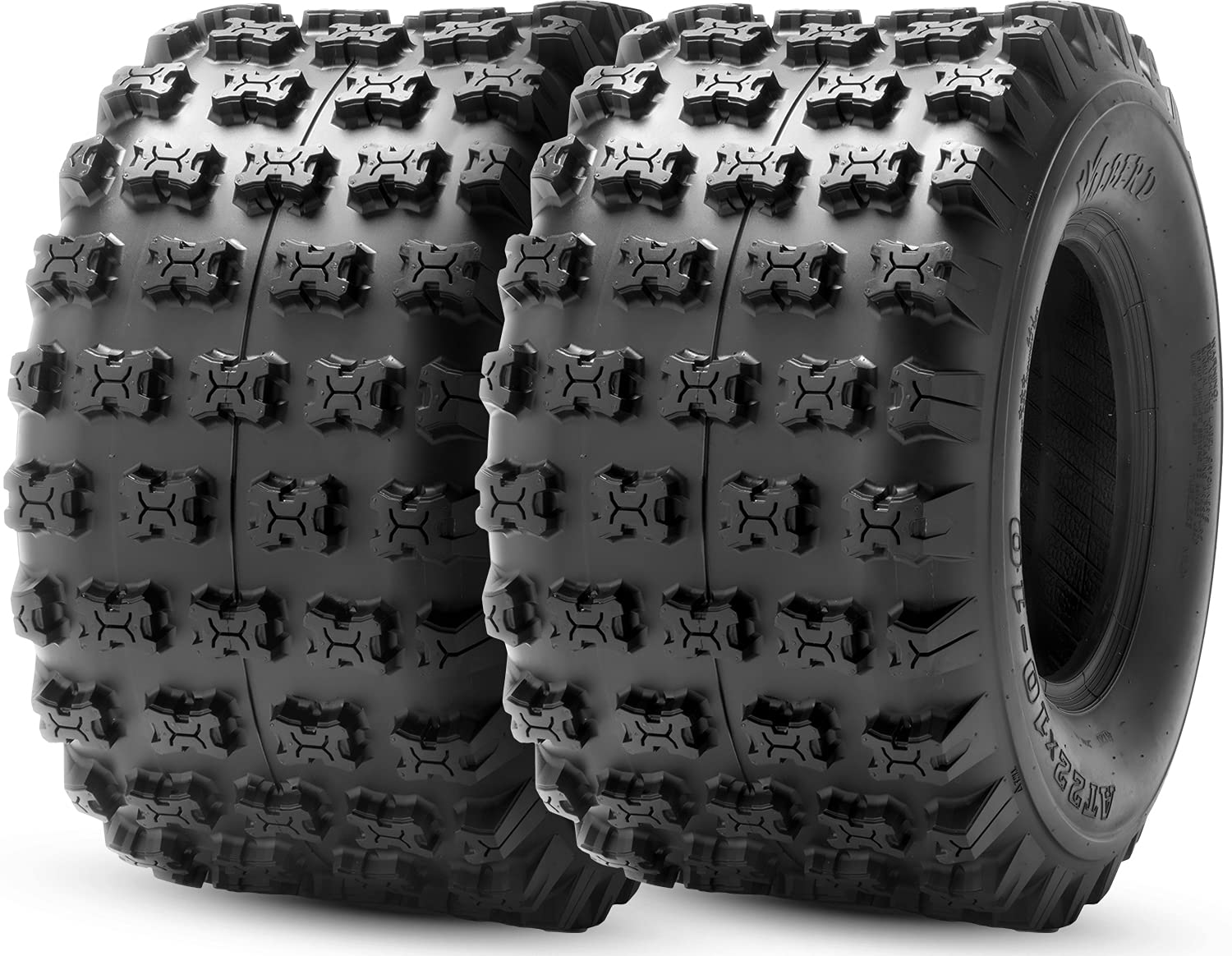 Set of 2 HALBERD 22x10-10 ATV UTV Tires - 4PR All-Terrain Knobby Tires for Mud, Sand, Snow & Rock - Compatible with Yamaha Timberwolf 250 & Beartracker - Perfect for Off-Road Adventures & Trail Riding