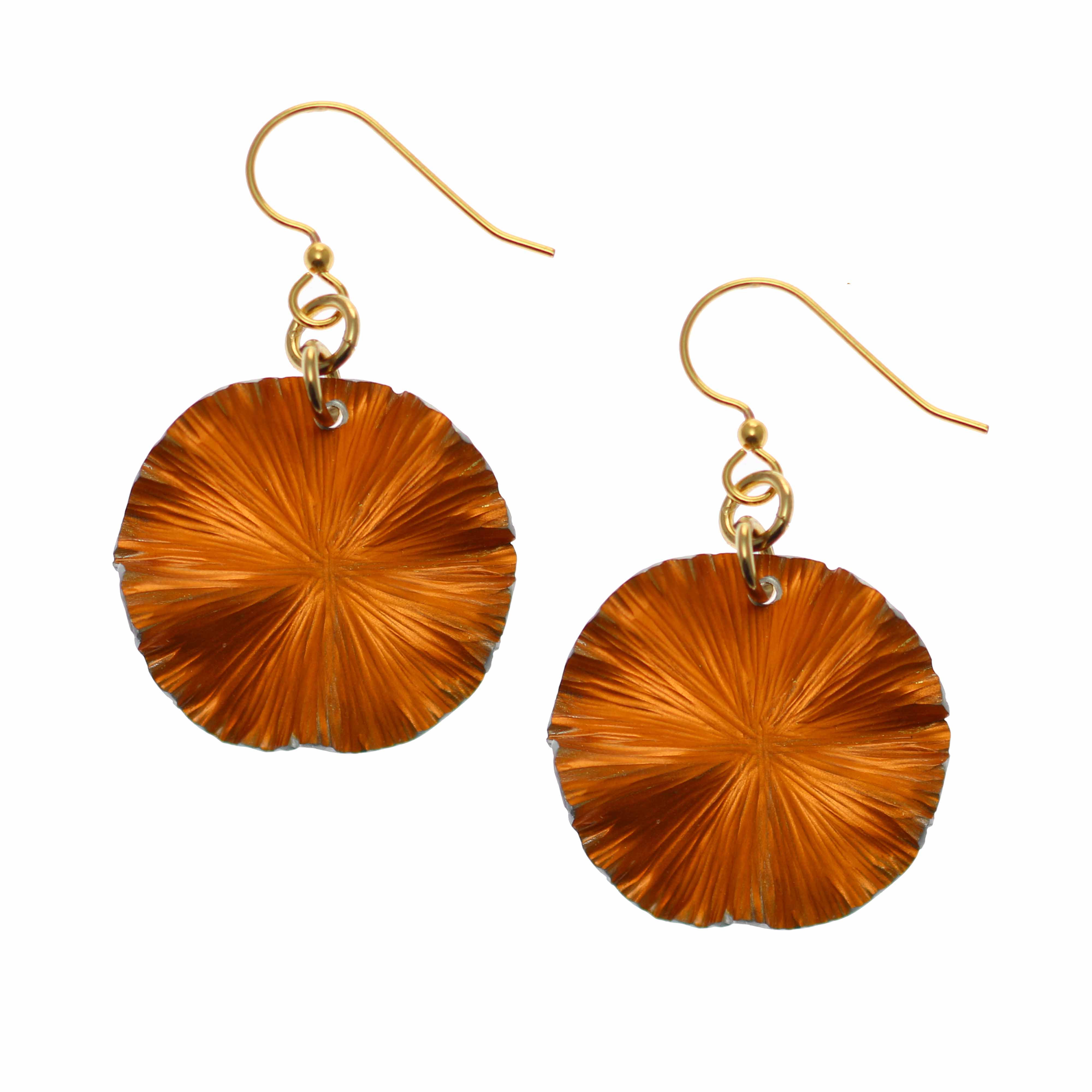 Small Orange Anodized Aluminum Lily Pad Earrings - Lightweight Dangle Earrings for Women, Fashion Jewelry Gift for Her - Perfect for Parties, Weddings & Everyday Wear