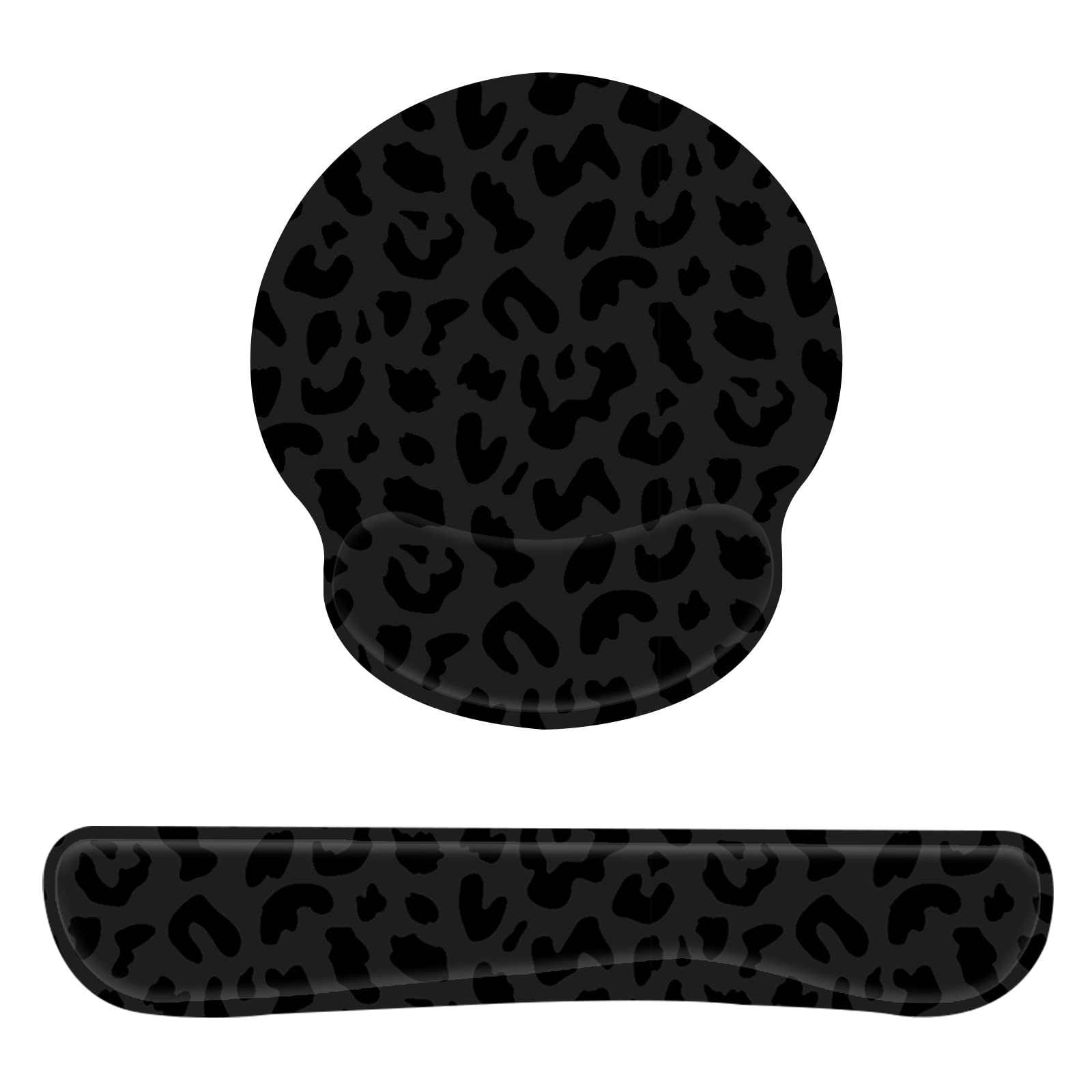 2Pcs Ergonomic Keyboard & Mouse Wrist Rest Set - Memory Foam Support with Non-Slip Base for Office & Gaming (Western Black Purple Leopard Cheetah Pattern) | Perfect for Long Computer Work, Typing & PC Gaming Comfort