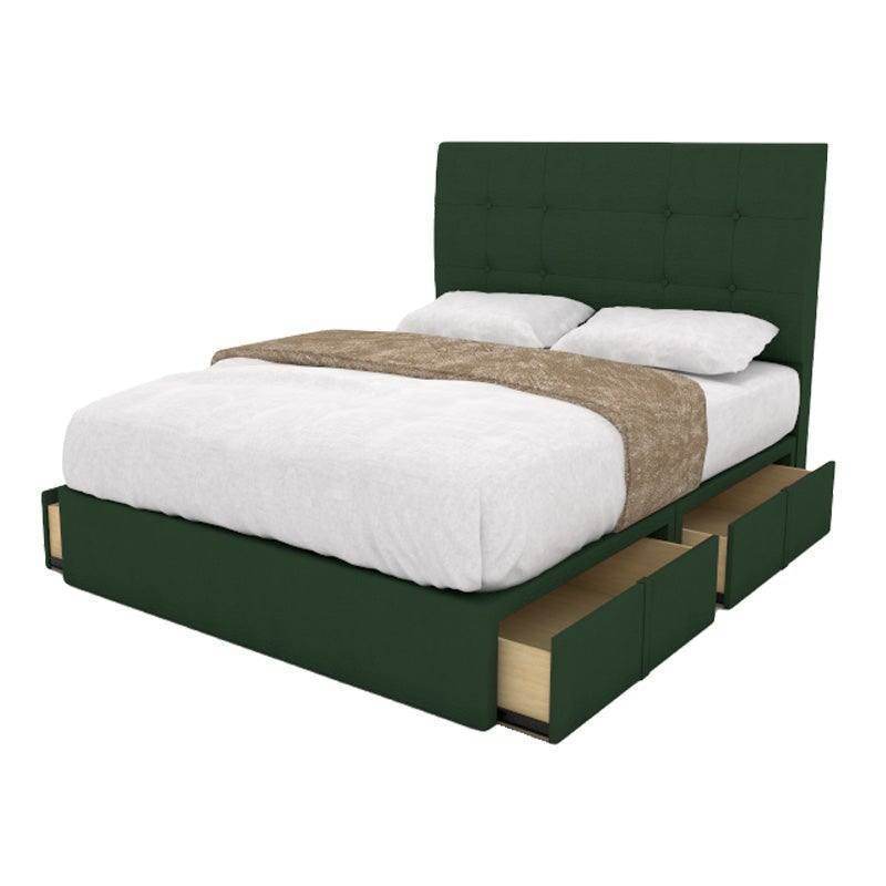 Jaxon Fabric Drawer Bed Frame with Storage - Queen Size Platform Bed with 4 Drawers for Bedroom Organization - Perfect for Small Spaces, Dorm Rooms & Guest Rooms