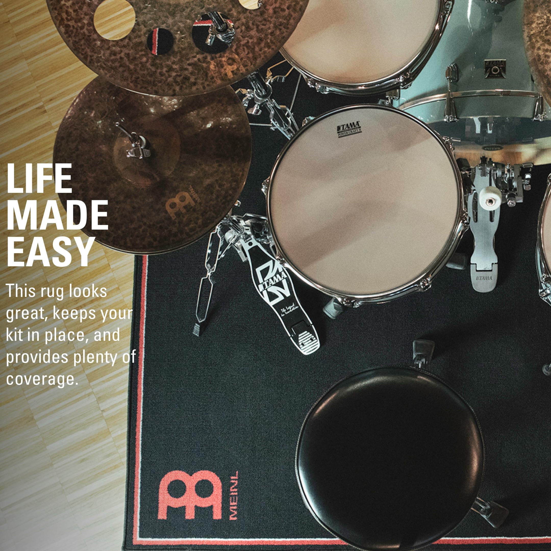 Drum Rug Mat 63x55 Inches - Heavy Duty Tightly Woven Carpet for Drum Kits & Stands - Non-Slip Rubber Backing - German Design - Perfect for Home Studios & Live Performances