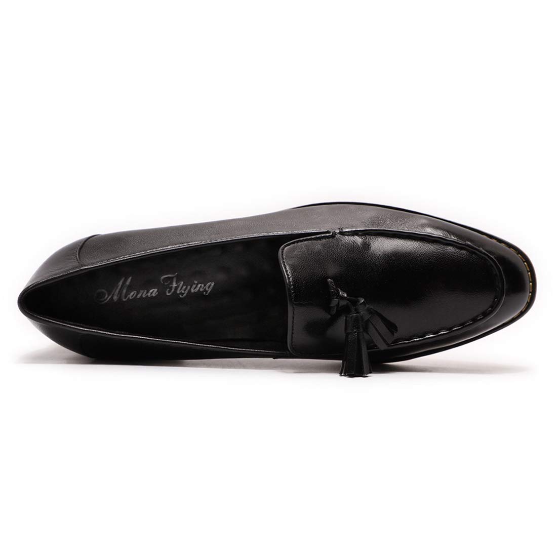 Mona Flying Women's Leather Tassel Loafers - Slip On Casual Flat Shoes for Work & Dress | Comfortable Ladies Loafers for Office, Travel & Everyday Wear
