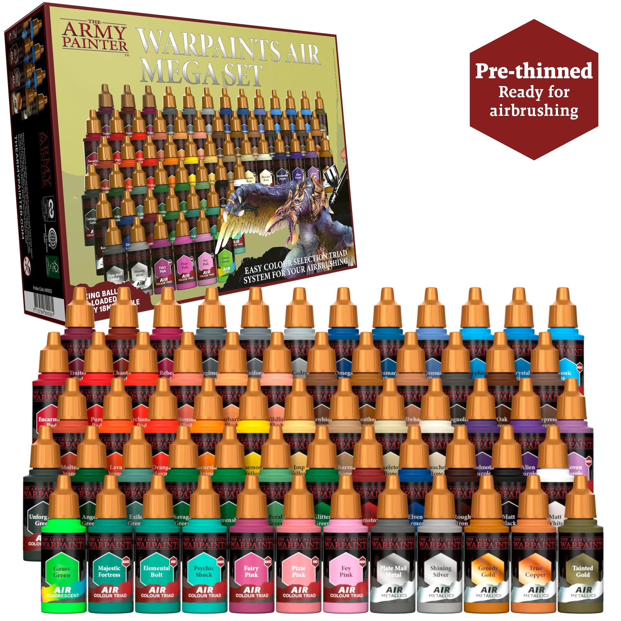 Warpaints Air Mega Set - Professional Airbrush Paint Kit for Artists & Hobbyists | Perfect for Model Painting, Cosplay, and DIY Crafts