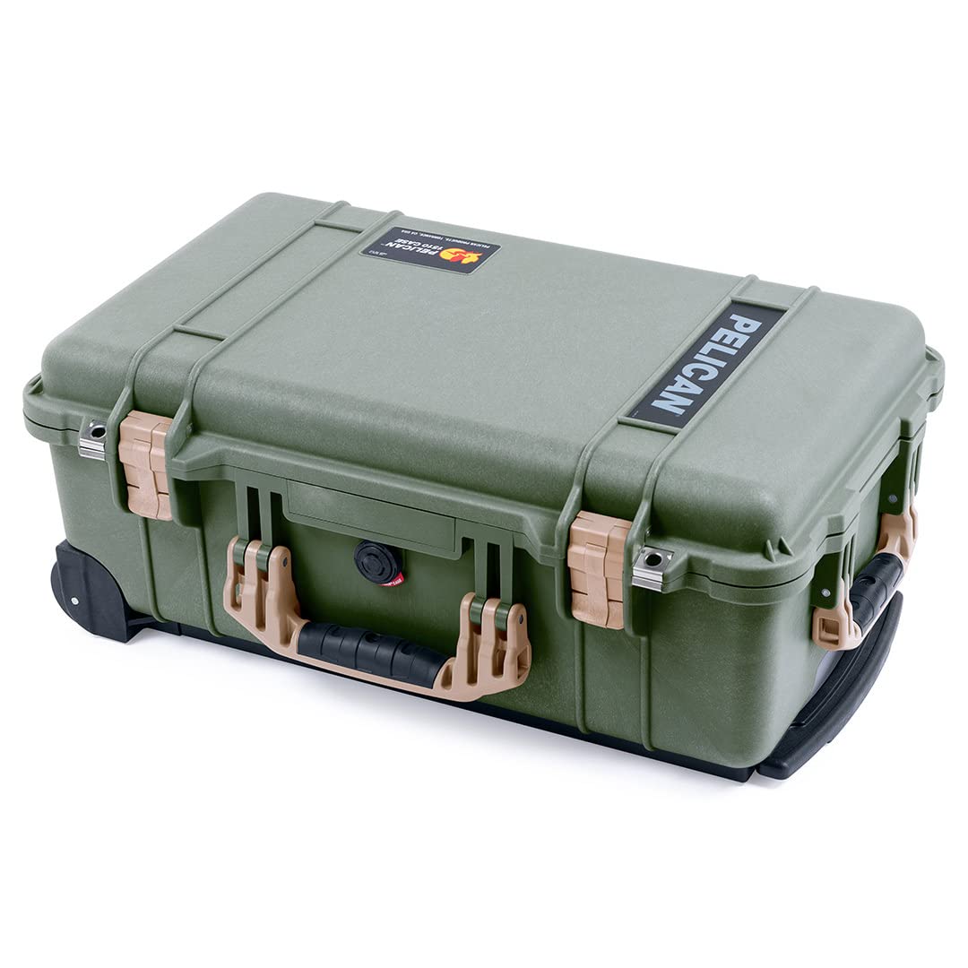 Pelican 1510 Protective Case OD Green & Tan with TrekPak Dividers & Mesh Lid Organizer - Durable Waterproof Hard Case for Travel, Photography, and Equipment Storage