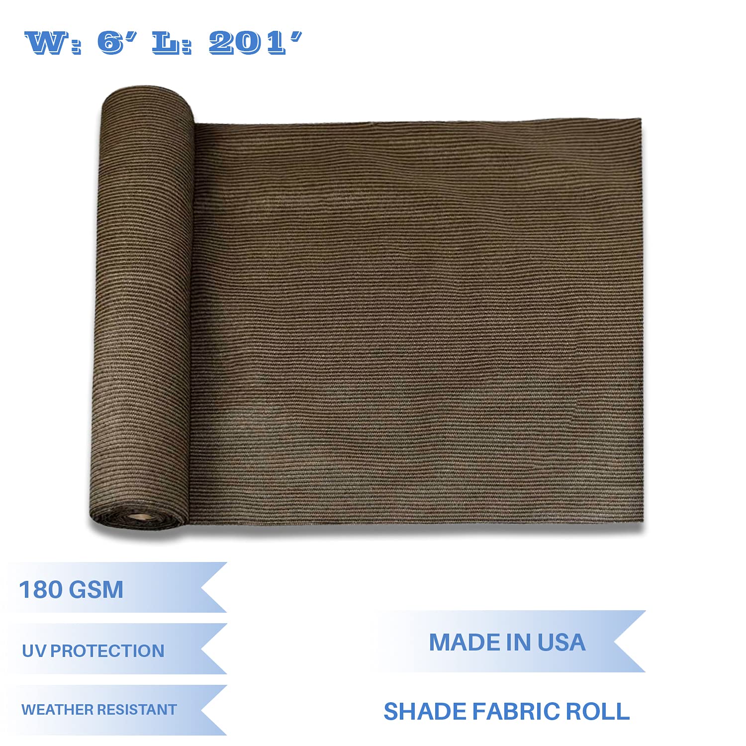 E&K Sunrise 6' x 201' Sun Shade Fabric Roll - UV Resistant Outdoor Shade Cloth for Pergola, Backyard, Garden, Patio, Deck & Greenhouse - Durable Brown Shade Cover for Sun Protection & Privacy