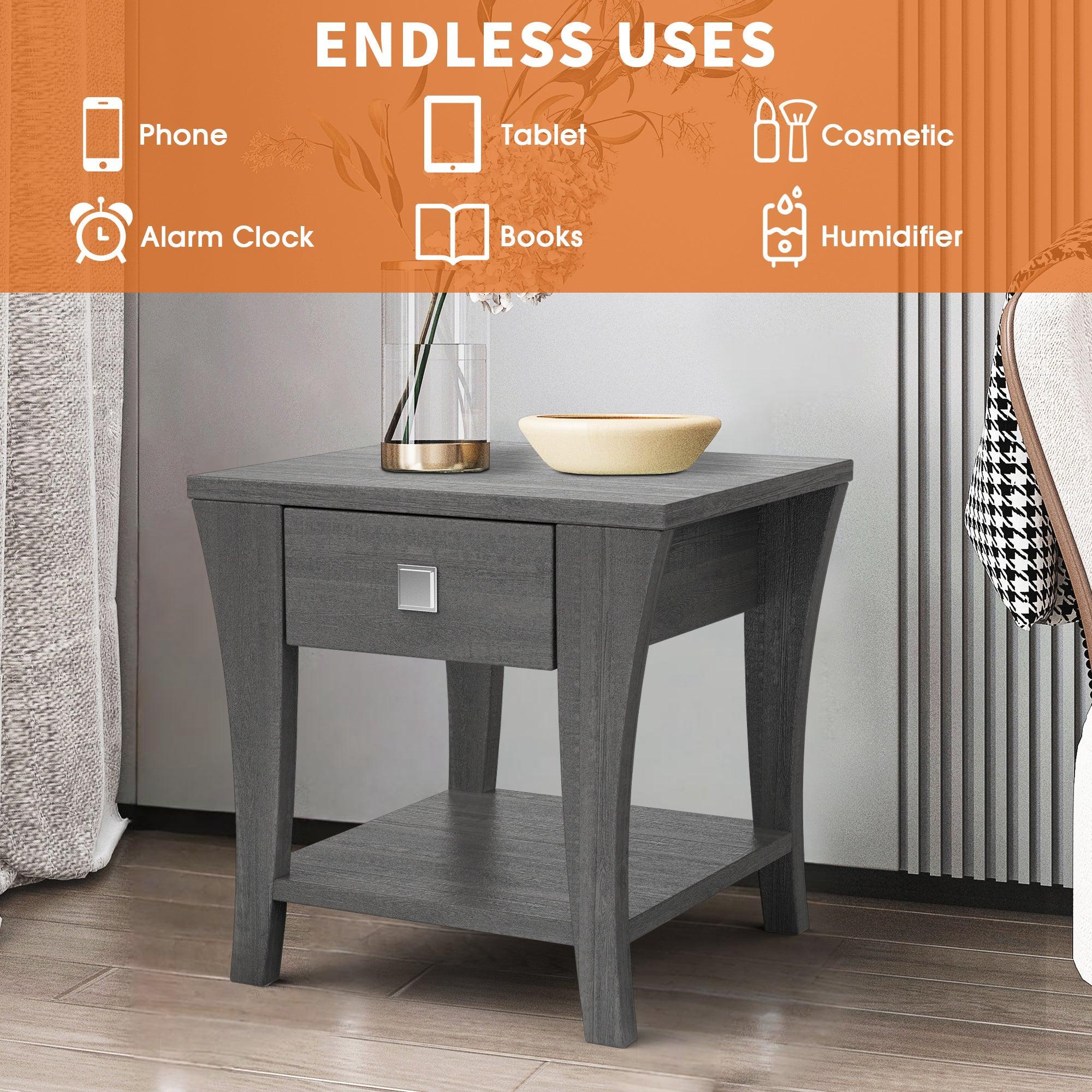 Furniture of America Amity End Table - Modern Gray Side Table for Living Room, Bedroom, or Office - Perfect for Lamps, Books, and Decor