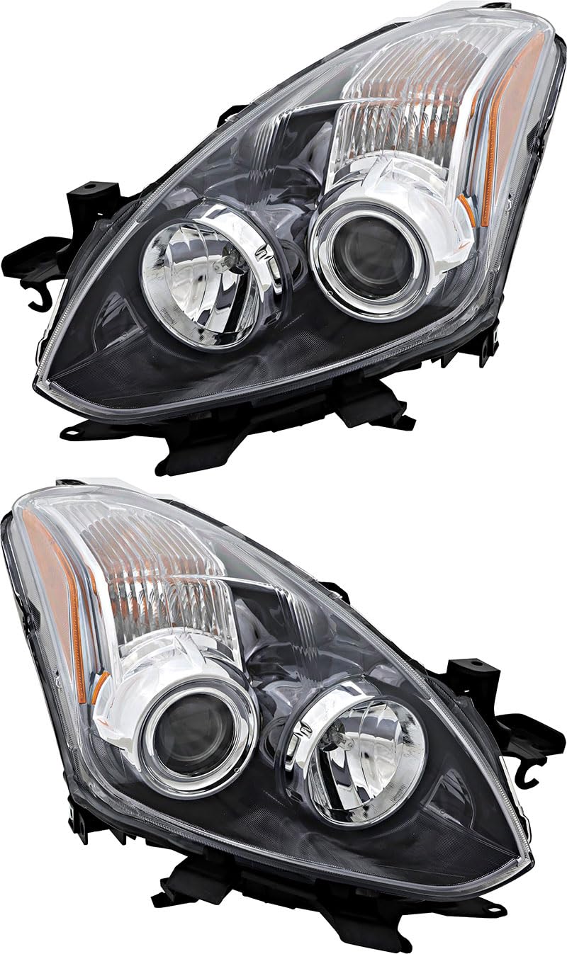 Nissan Altima Coupe Headlights Lamps Set - Halogen Replacement for Driver & Passenger Side (2010-2013 Models) - Perfect for Night Driving & Auto Restoration Projects