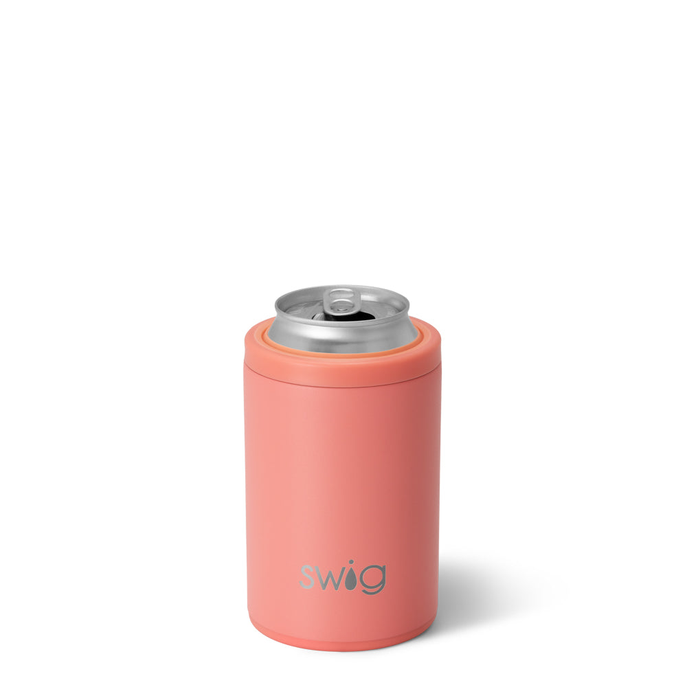 12oz Coral Can & Bottle Cooler - Insulated Beverage Sleeve for Cans, Bottles, and Tumblers - Perfect for Beach, Picnics, and Outdoor Activities