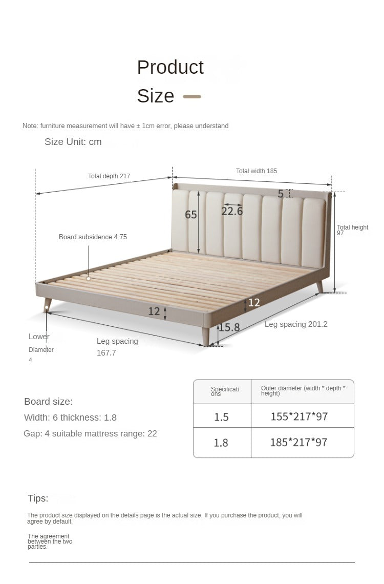 Premium Oak Solid Wood Piano Key Bed Frame with High-Tech Fabric Upholstery – Perfect for Modern Bedrooms, Guest Rooms & Luxury Home Decor