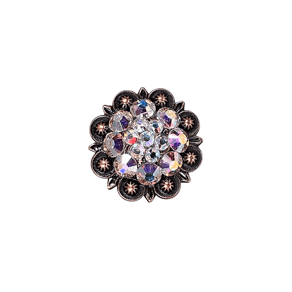 1.25 Inch AB Copper European Crystal Concho for Western Belts, Boots & Leather Crafts - Perfect for Cowboy Accessories, DIY Jewelry & Costume Embellishments