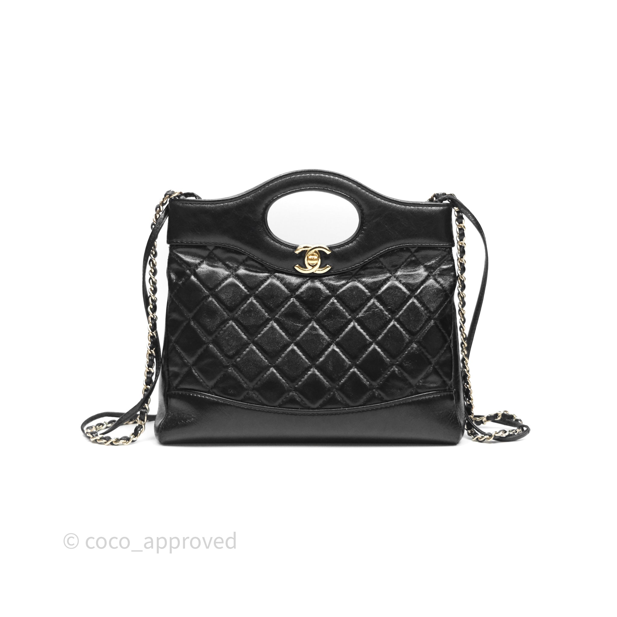 Chanel 31 Mini Bag Black Shiny Lambskin Leather with Gold Hardware - Luxury Crossbody Purse for Women, Perfect for Evening Parties & Date Nights