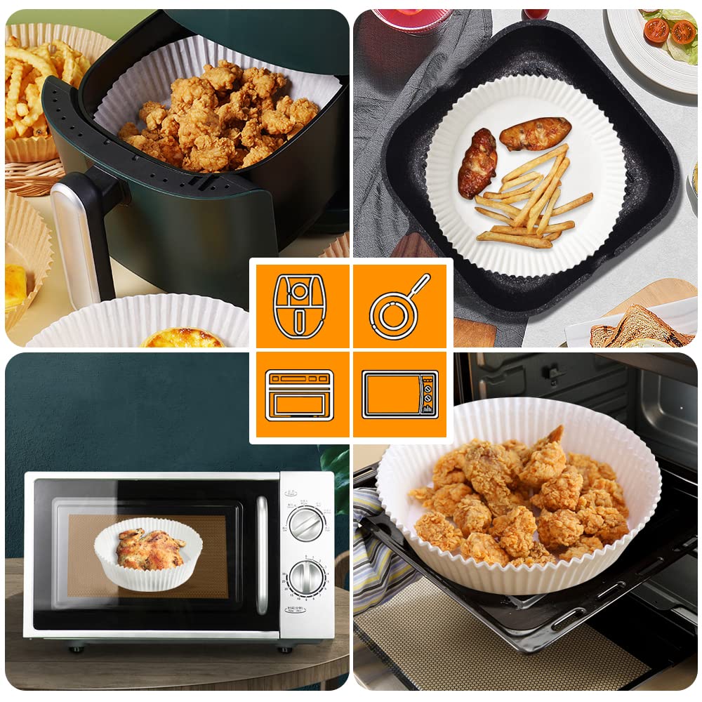 120PCS Air Fryer Disposable Paper Liners - Non-Stick, Food Grade, Oil & Water Proof Baking Sheets for Air Fryer, Oven, Microwave - Perfect for Roasting, Baking & Reheating Foods