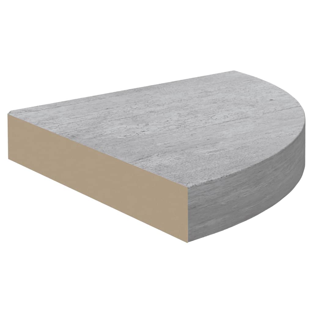 Modern Floating Corner Shelves Set of 2 - Concrete Gray MDF Wall Mounted Storage (9.8