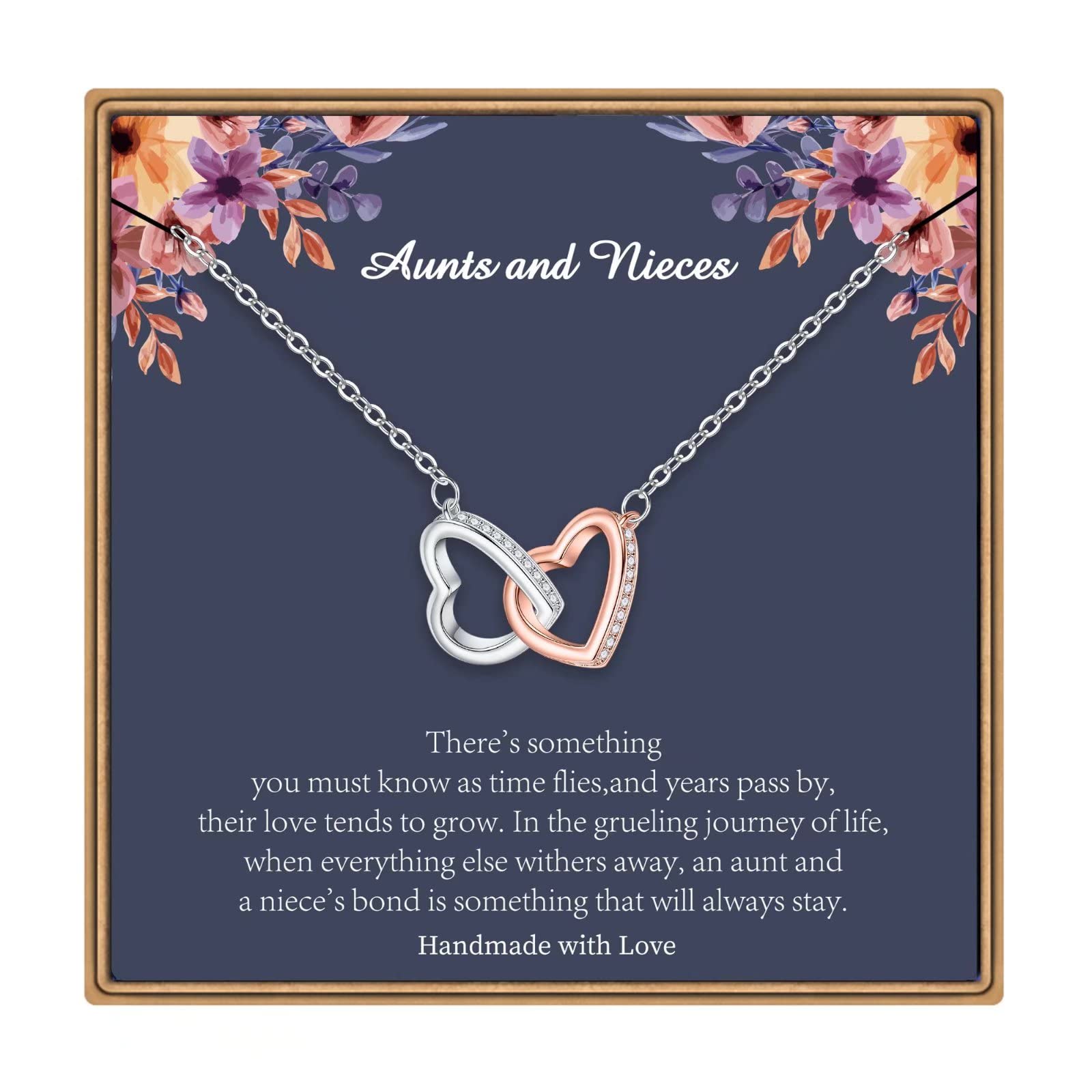 Silver Plated Two Heart CZ Necklace for Women & Girls - Elegant Jewelry Gift for Valentine's Day, Birthday, Christmas, Graduation | Perfect for Mom, Grandma, Sister, Aunt & Bonus Mom | Great for Date Nights, Parties & Special Occasions