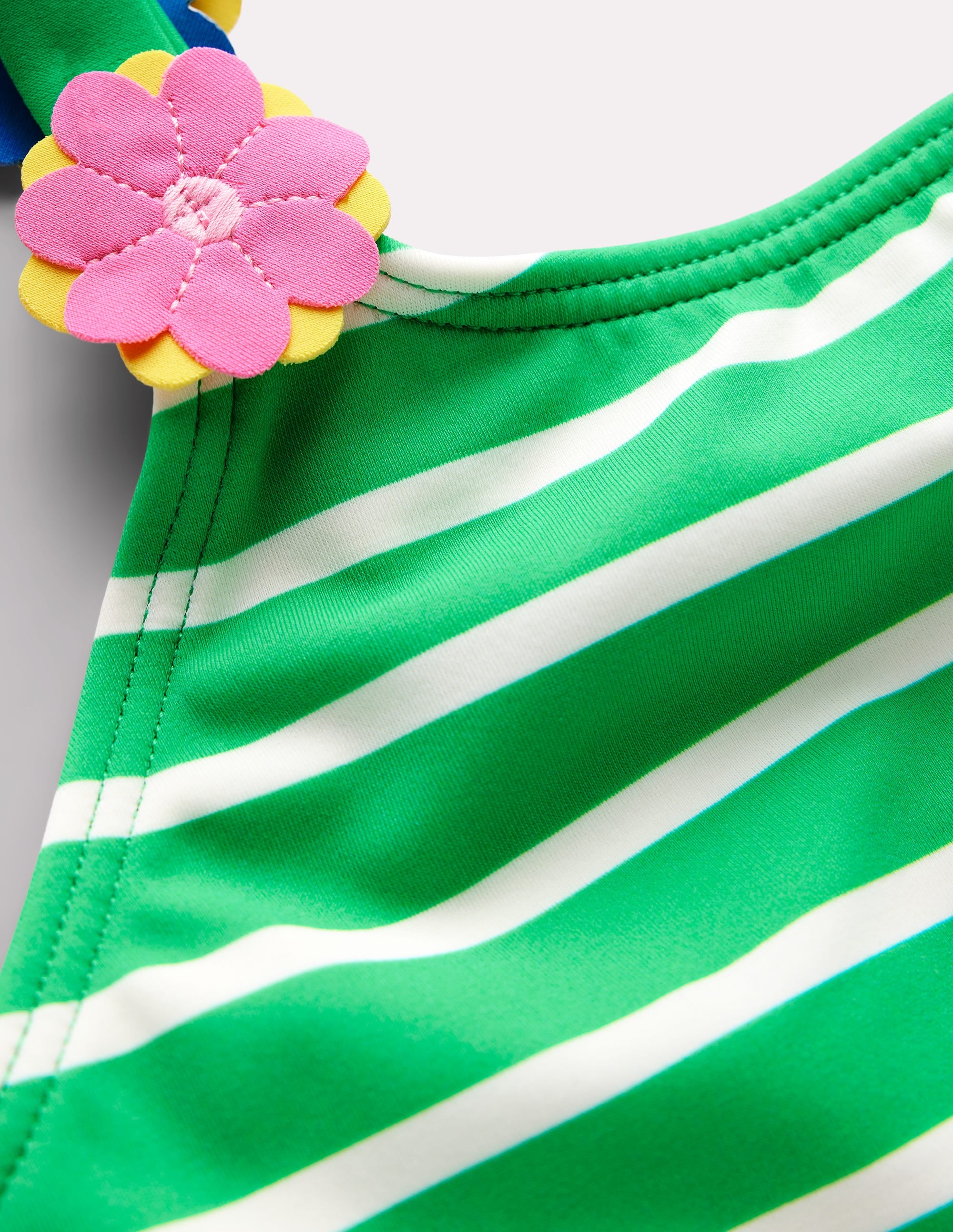 Applique Strap Bikini Set - Sapling Green Striped Heart Design Swimwear for Women | Perfect for Beach Vacations, Pool Parties & Summer Getaways
