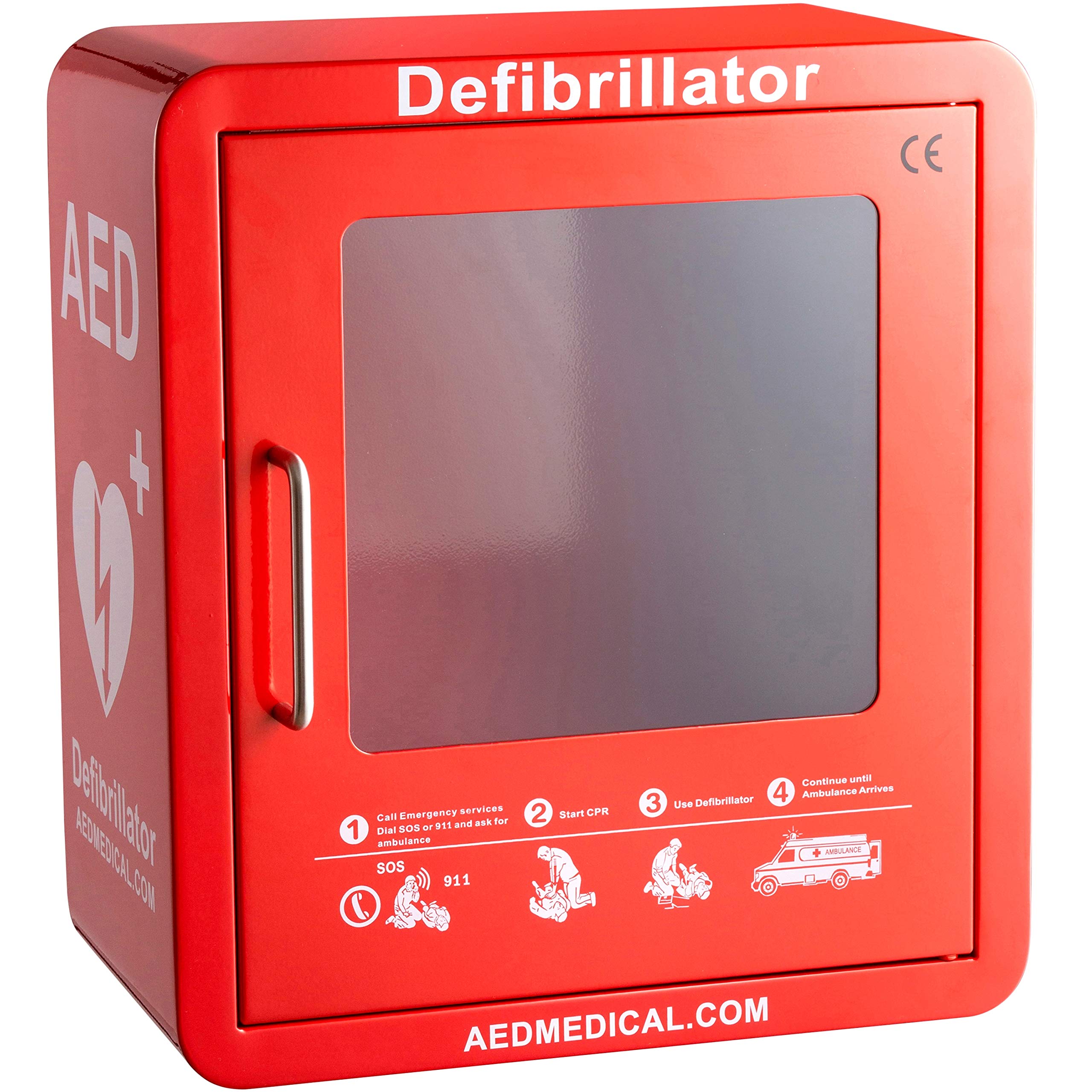 Steel AED Cabinet - 14 x 8 x 15.5 Inch Wall Mount Defibrillator Storage | Compact Surface Mount Medical Cabinet for Emergency AED Units - Perfect for Hospitals, Schools & Public Safety Areas