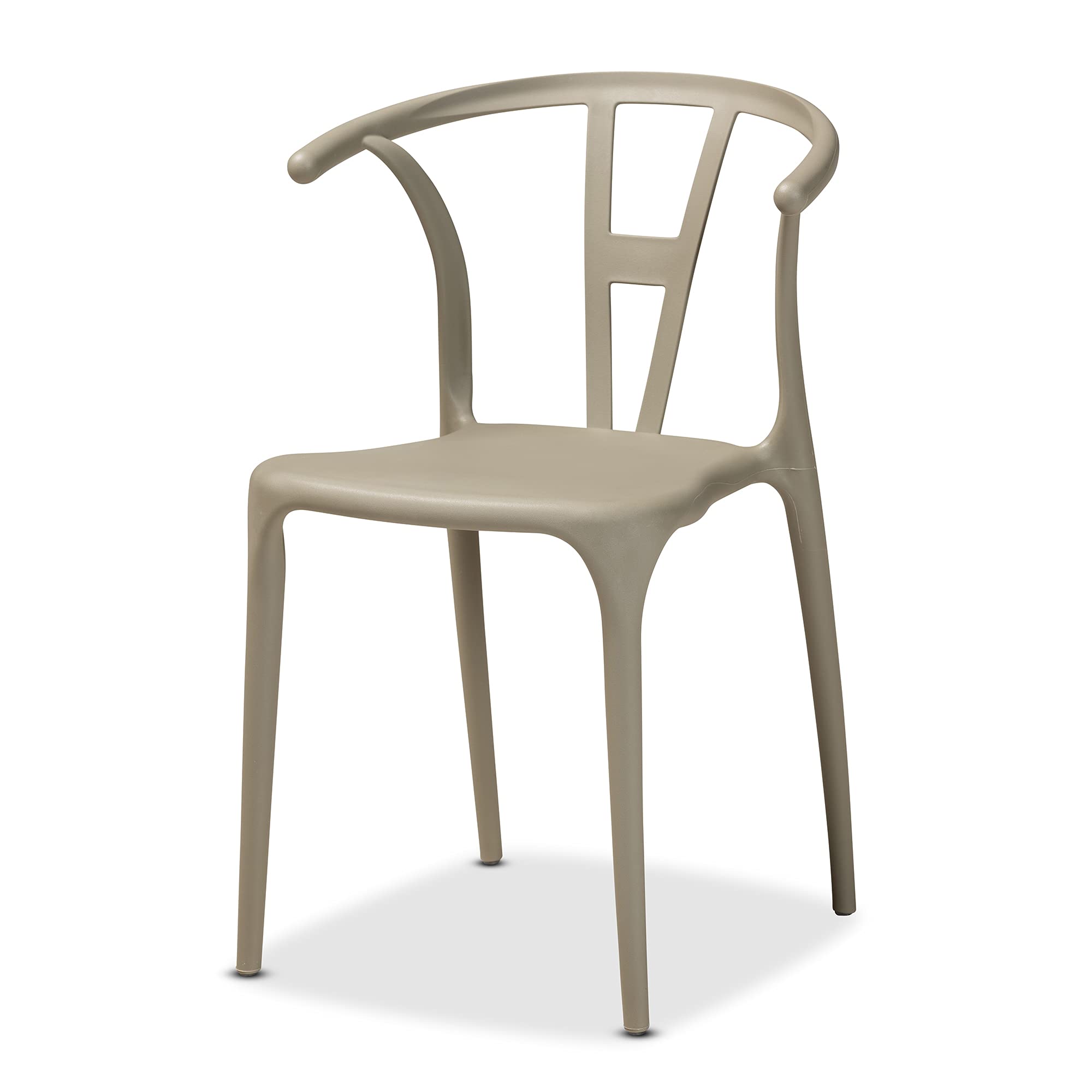 Baxton Studio Warner 4-Piece Modern Dining Chair Set - Beige Plastic Contemporary Kitchen Chairs for Dining Room, Breakfast Nook & Small Spaces