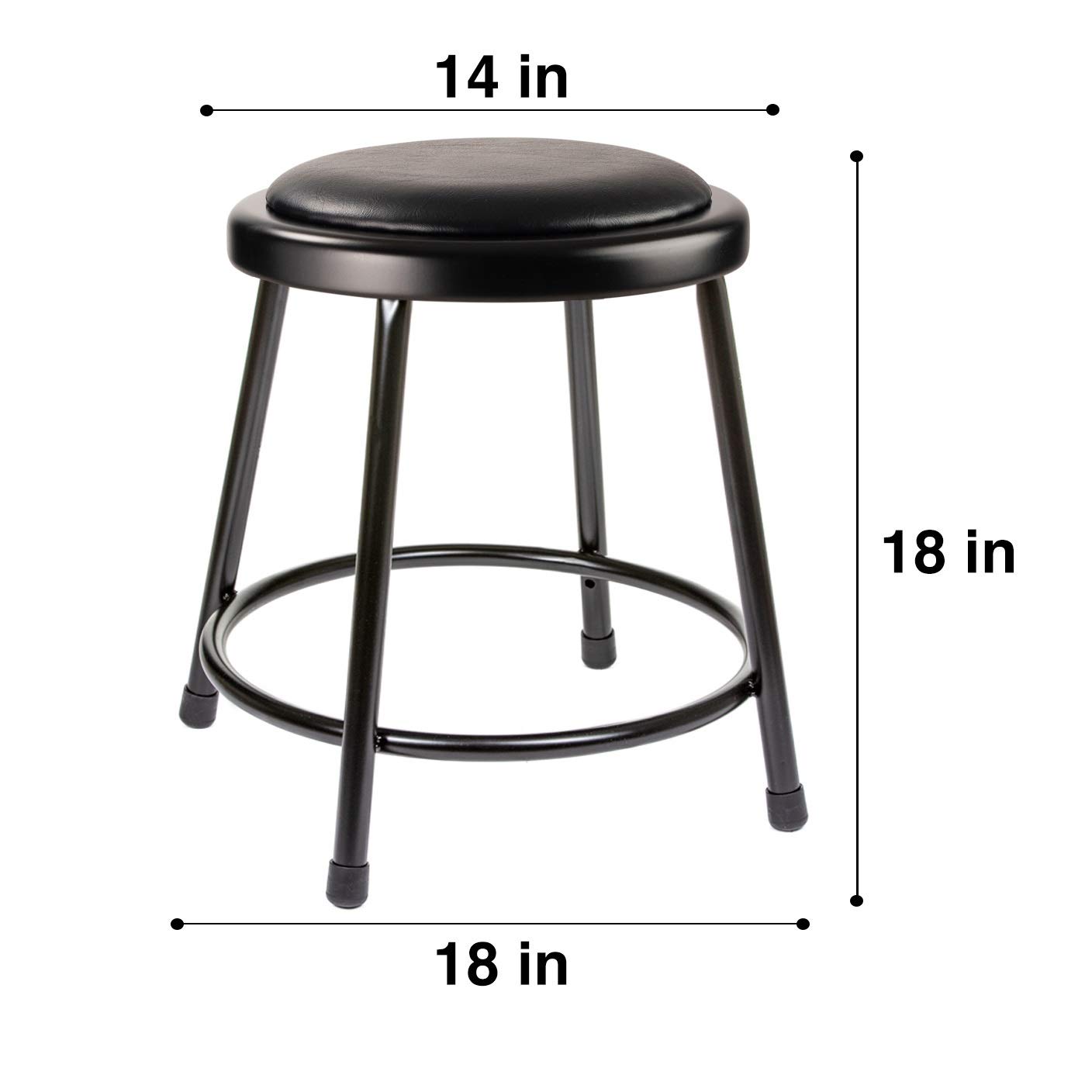 OEF Furnishings (2 Pack) Black Vinyl Padded Stool, 18