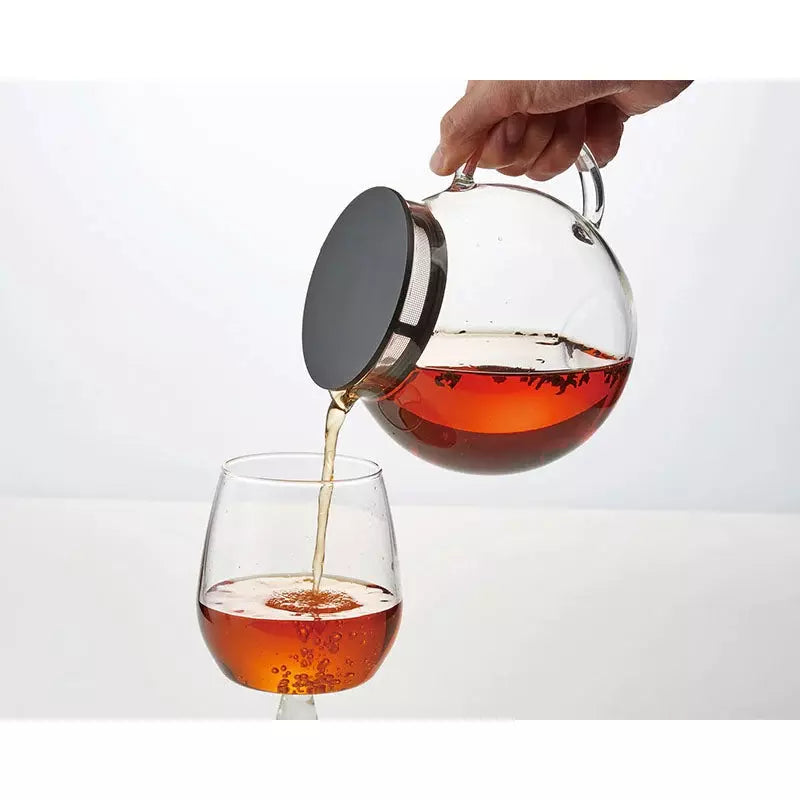 Hario Jumping Leaf 600ml Glass Teapot with Stainless Steel Strainer Lid - Clear Borosilicate Teapot for Loose Leaf Tea, Herbal Tea & Iced Tea Brewing - Perfect for Home, Office & Tea Ceremonies