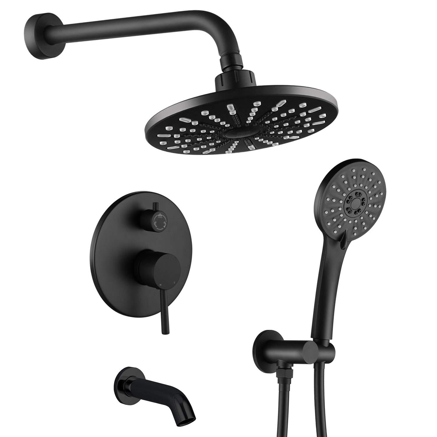 Premium Matte Black Shower System - 8