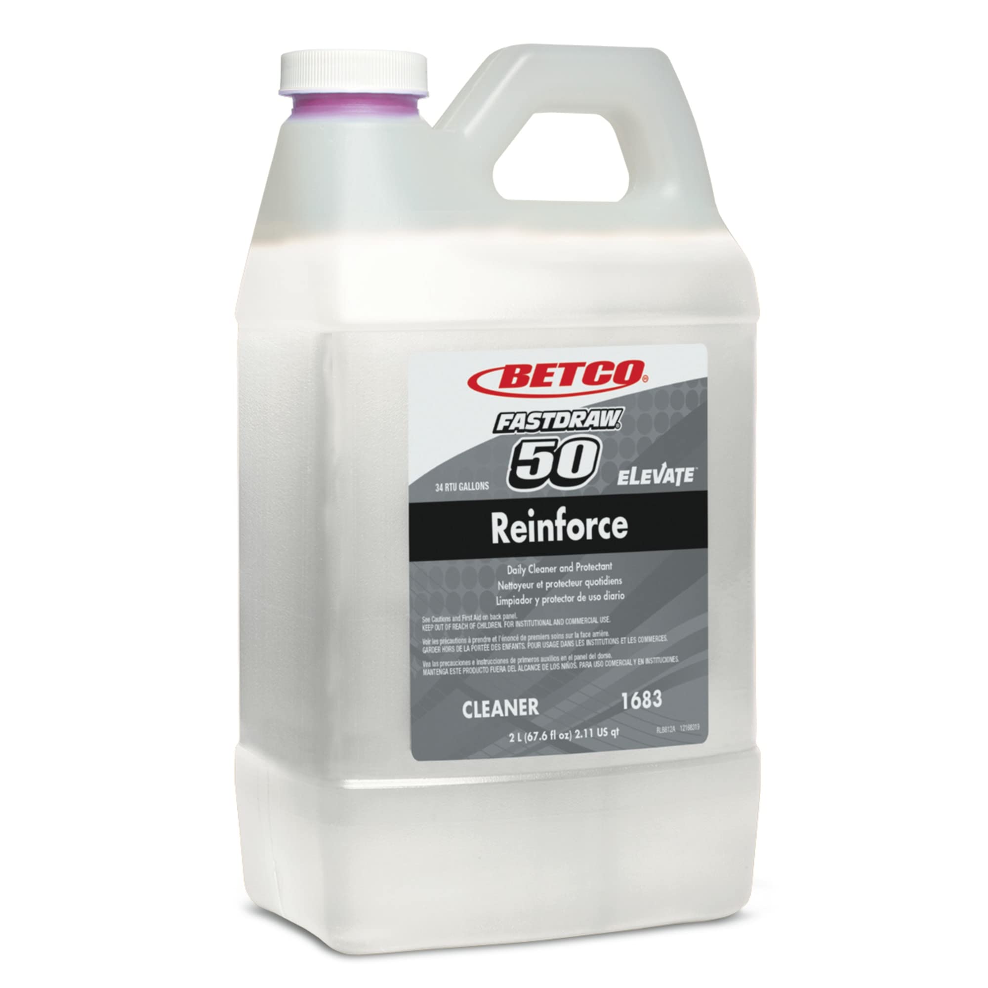 Betco Fastdraw Elevate Reinforce Cleaner - Citrus Scent Floor Cleaner (67.6 Oz Bottle, Case of 4) for Commercial & Industrial Use - Perfect for Restaurants, Hospitals, and Schools