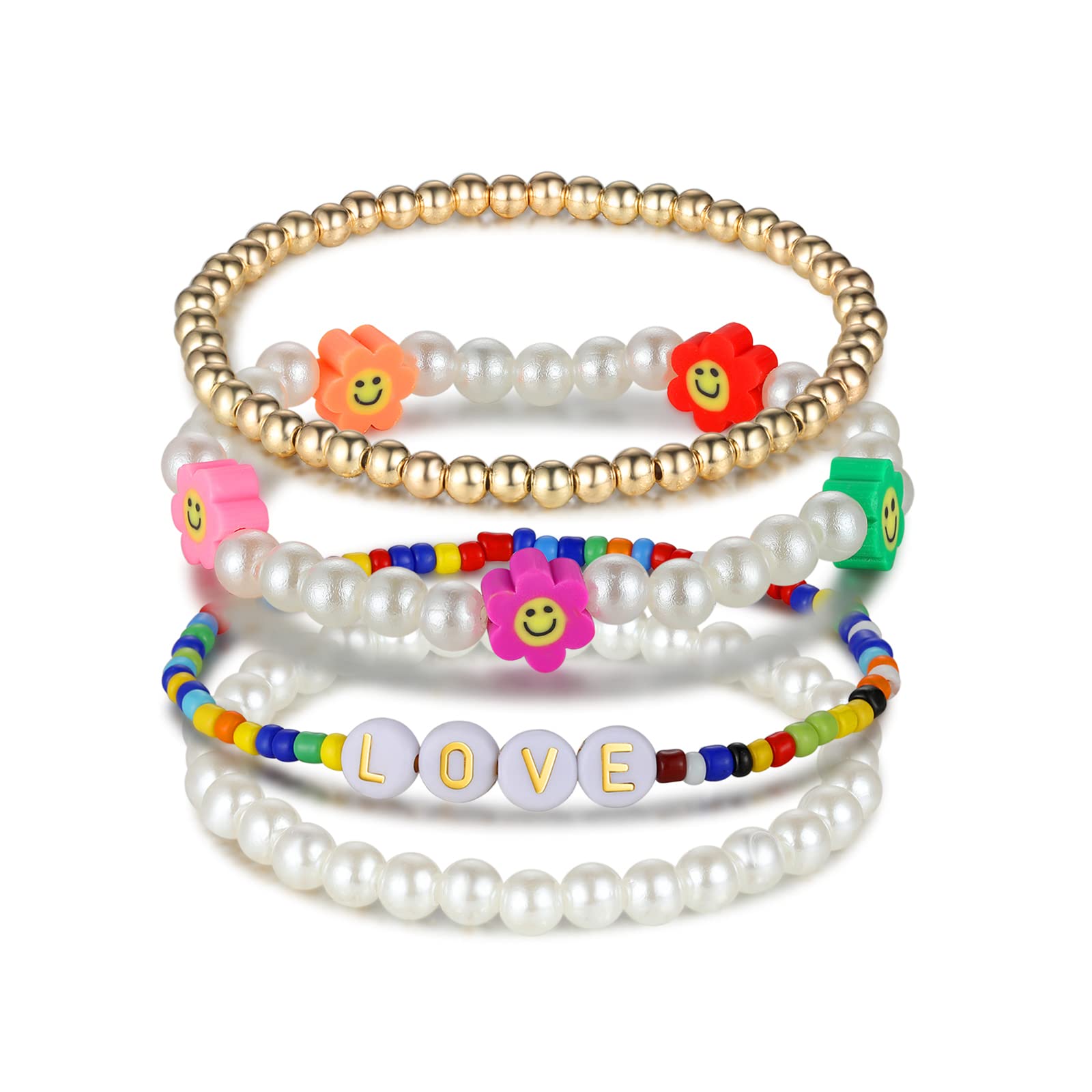 Handmade Beaded Bracelets for Women - Elastic Stackable Boho Beaded Bracelet Set with Colorful Beads | Perfect for Beach, Summer, Festival & Everyday Wear