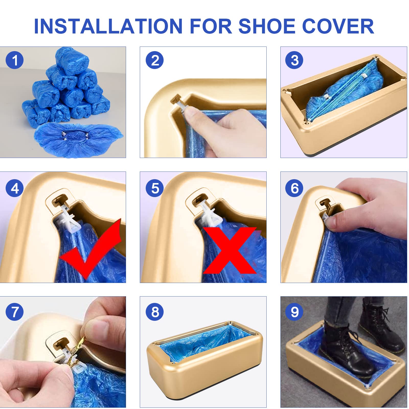Automatic Shoe Cover Dispenser Machine with 100 Disposable Shoe Covers - Waterproof & Dustproof for Medical, Home, Office & Retail Use - Ideal for Hospitals, Clean Rooms & High-Traffic Areas