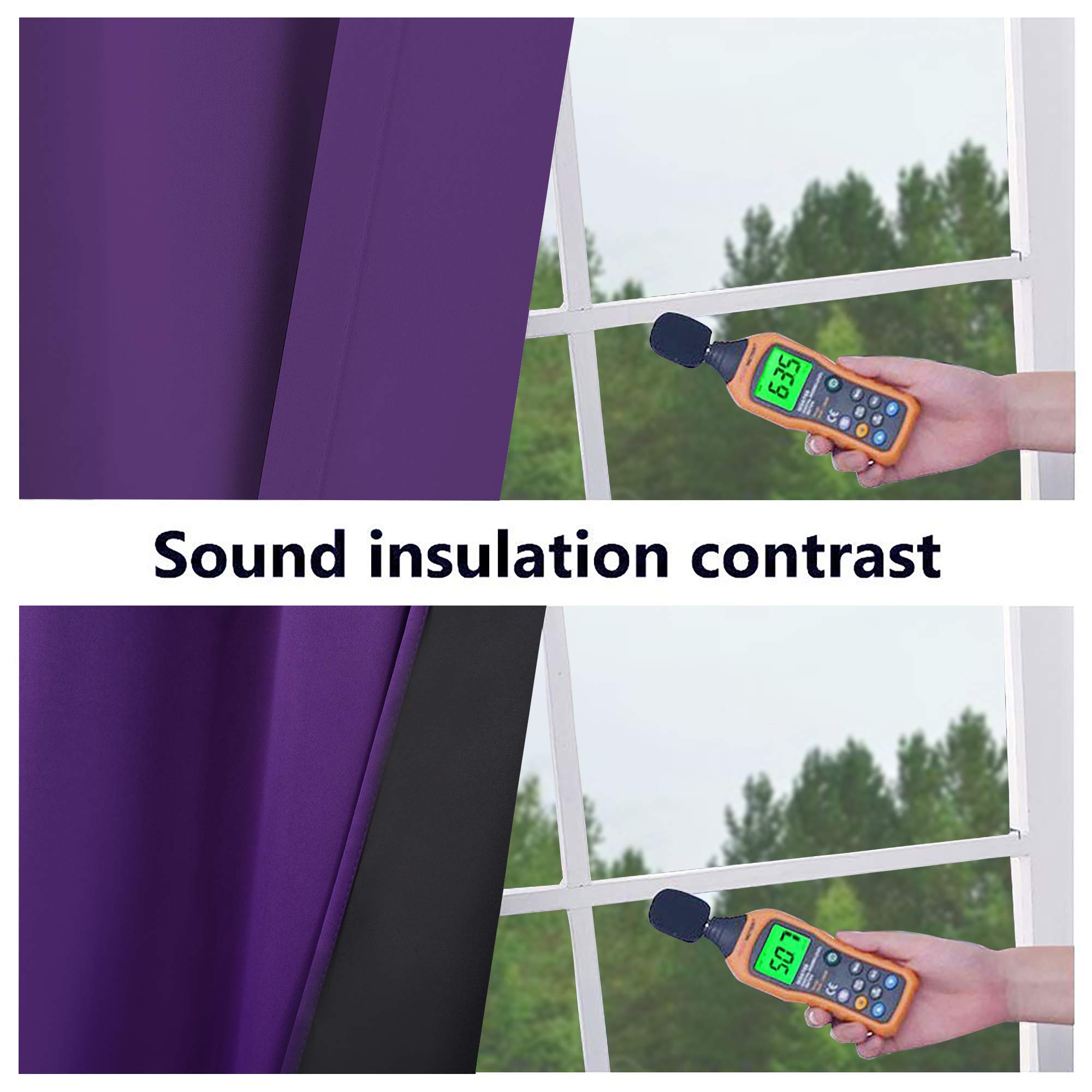 Blackout Purple Curtains for Bedroom & Living Room - 84 Inch Thermal Insulated Energy Saving Double Layer Drapes (2 Panel Rod Pocket Top) - Perfect for Light Blocking, Privacy & Temperature Control